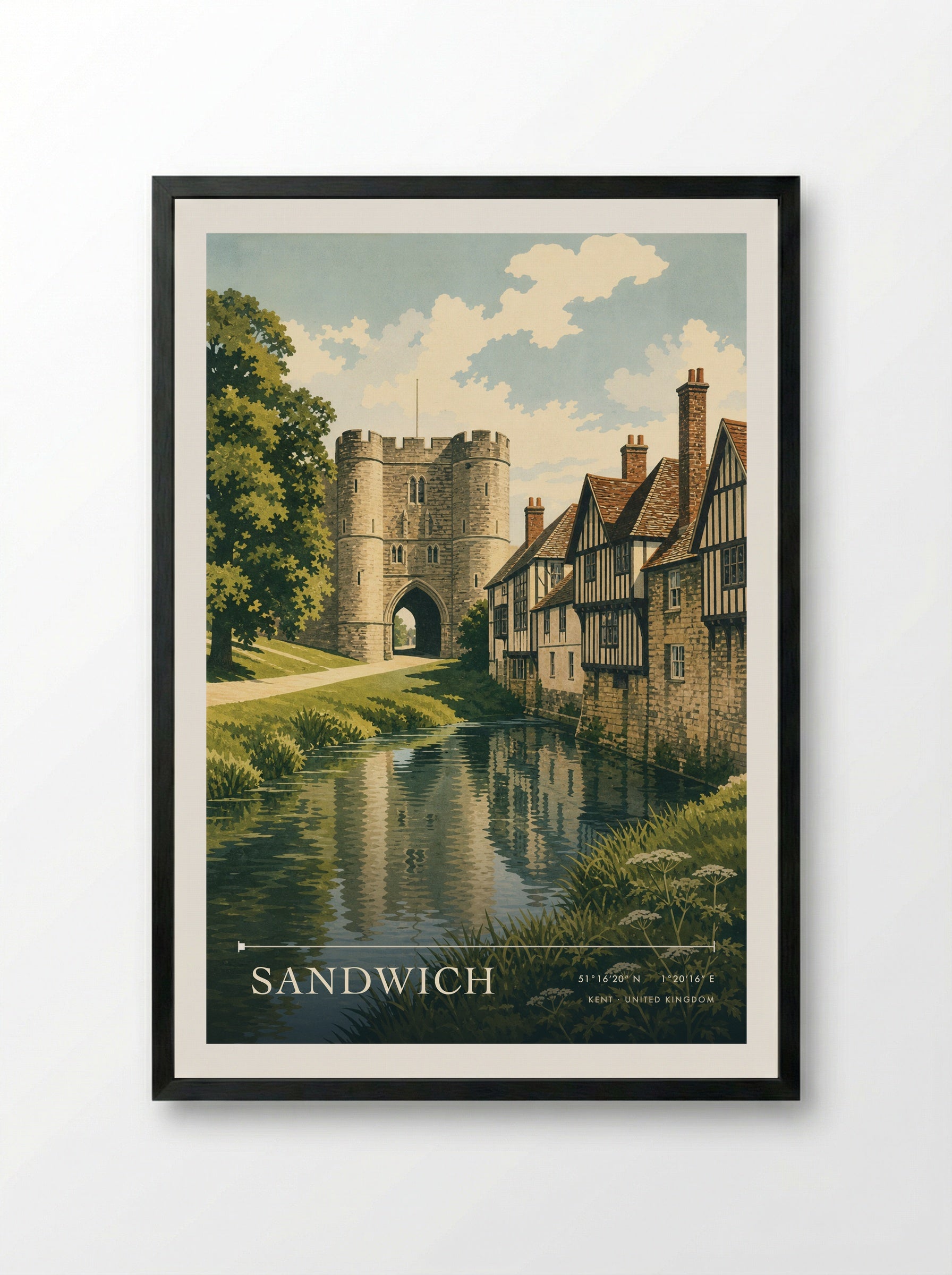 Sandwich Kent United Kingdom Travel Poster - Framed Print Black