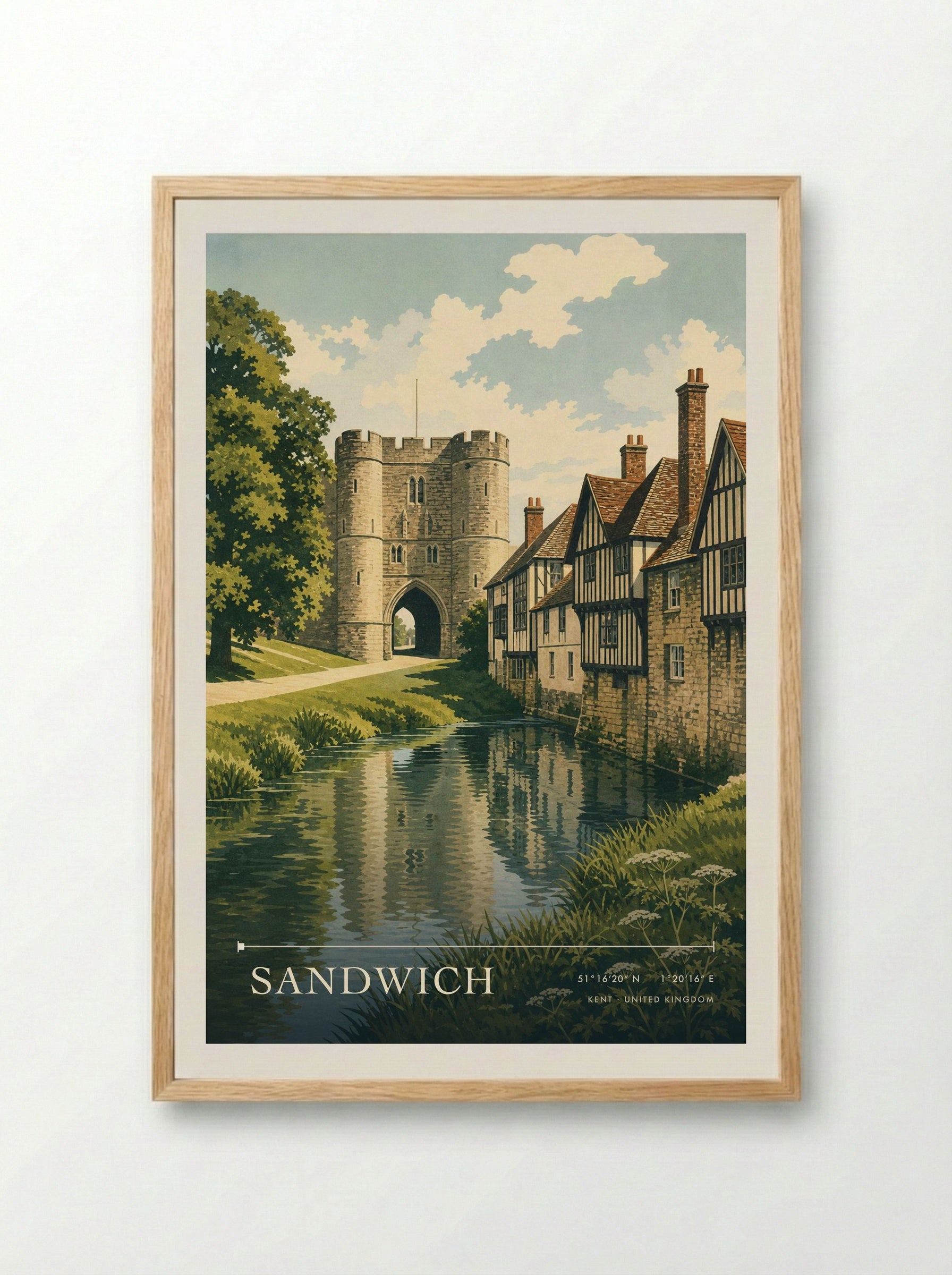 Sandwich Kent United Kingdom Travel Poster - Framed Print Wood