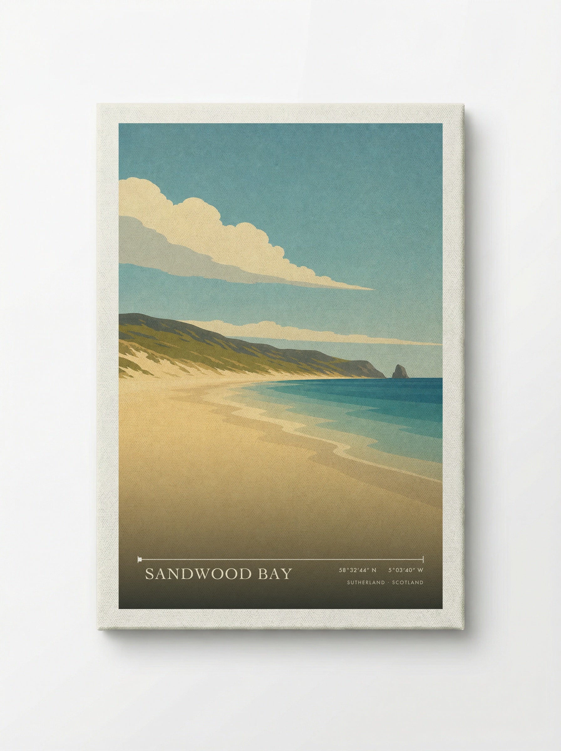 Sandwood Bay Travel Poster Artwork - Canvas