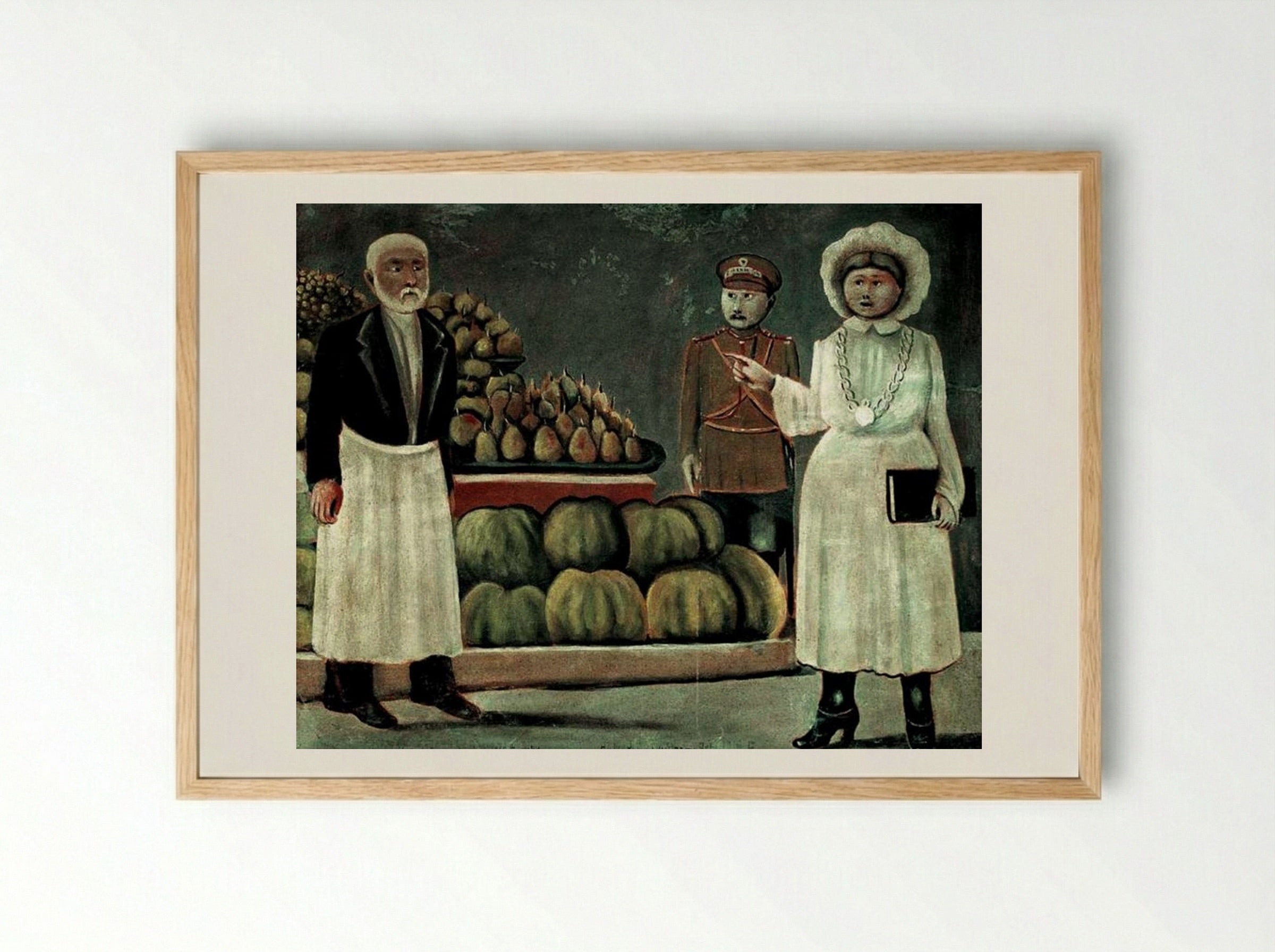Sanitary Inspector Woman of the Market - Niko Pirosmani - Framed Print Wood