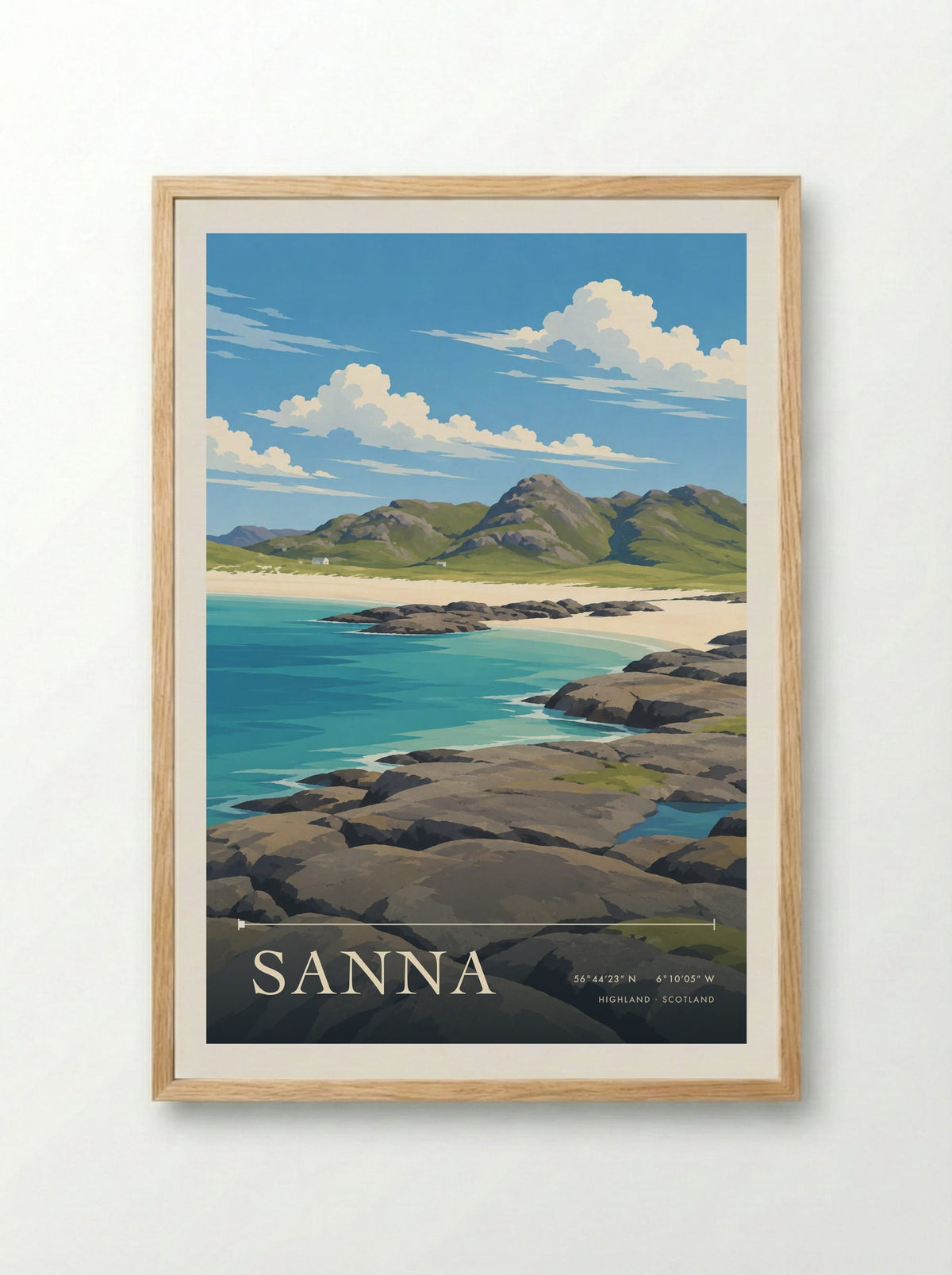 Sanna, Highland | Travel Poster - Framed Print Wood