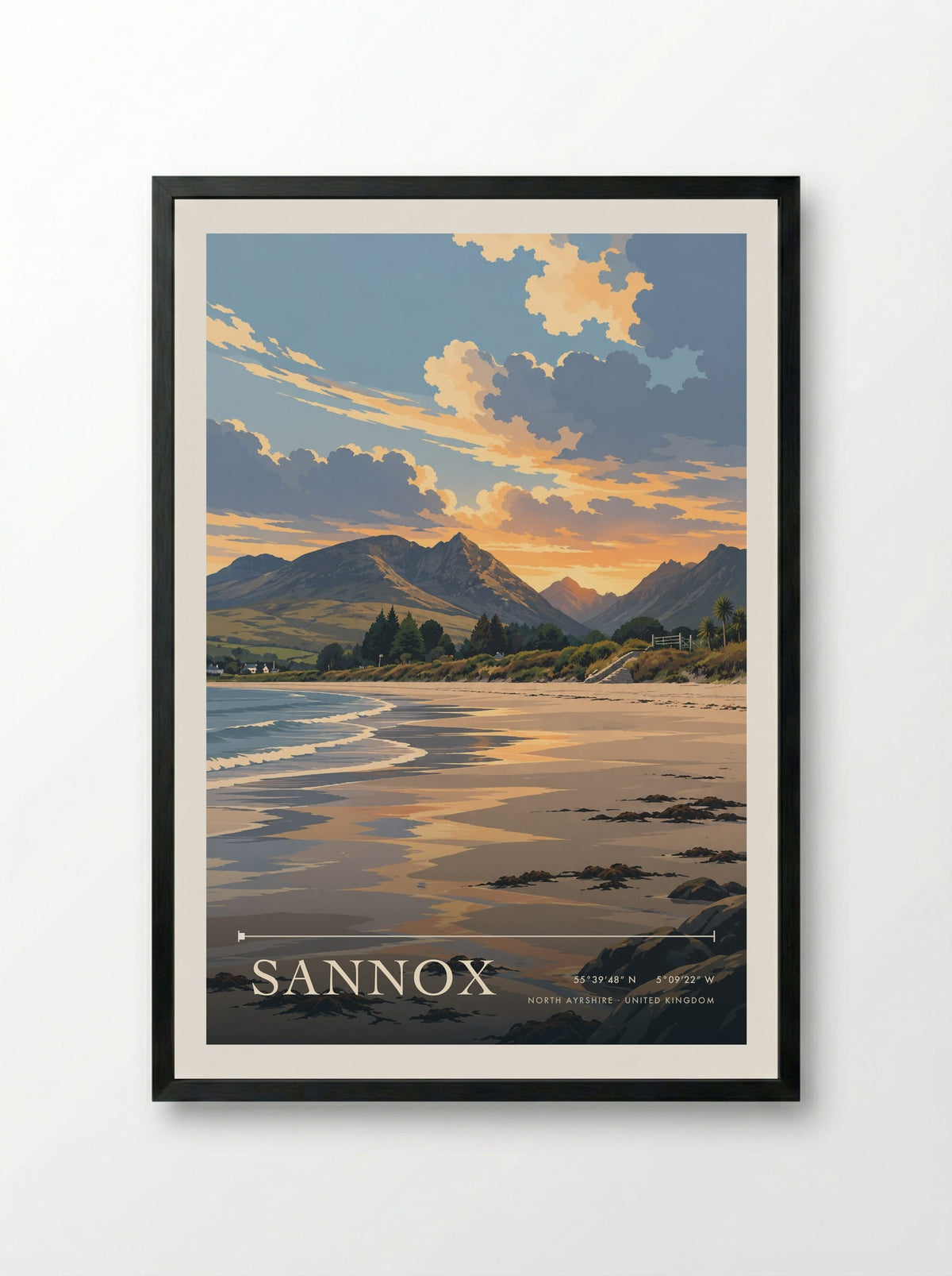 Sannox, North Ayrshire | Travel Poster - Framed Print Black