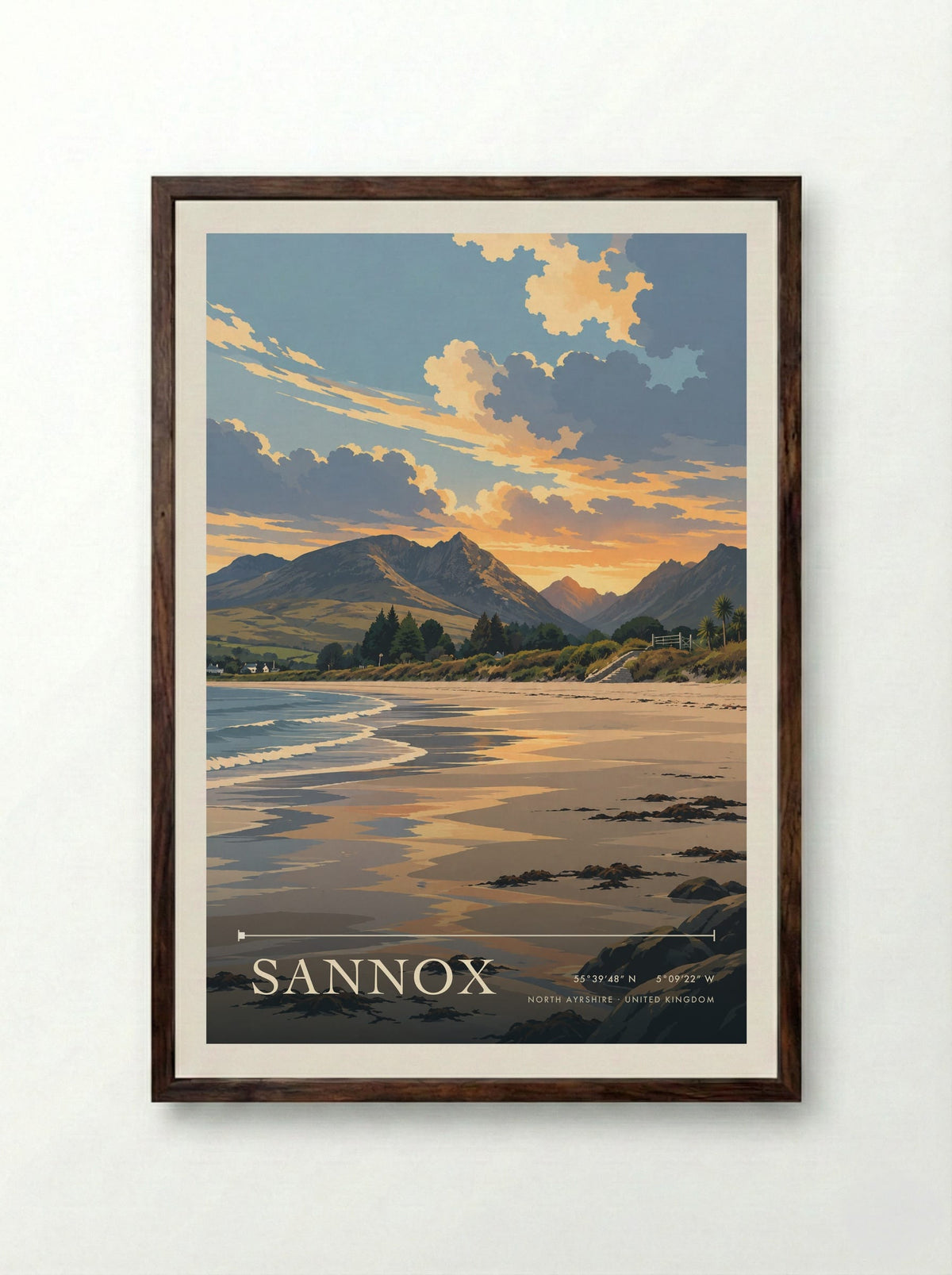 Sannox, North Ayrshire | Travel Poster - Framed Print Dark Wood