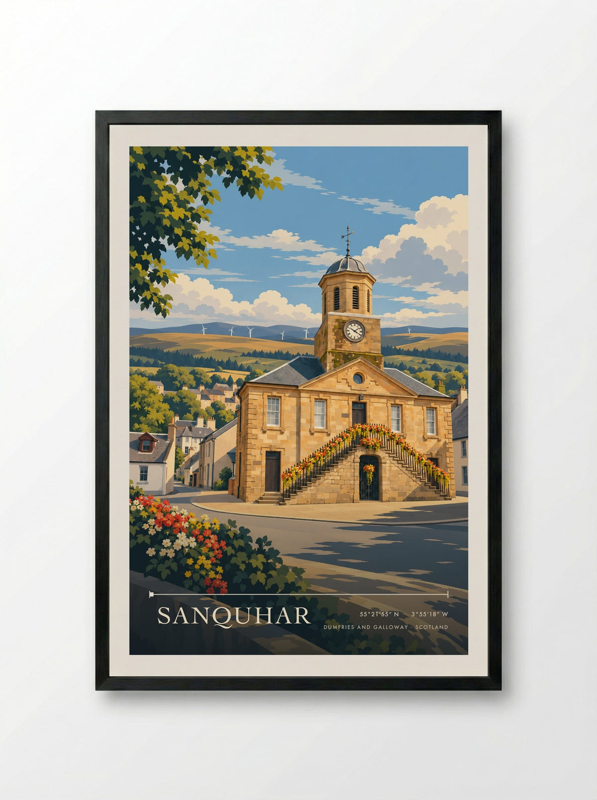 Sanquhar, Dumfries and Galloway | Travel Poster - Framed Print Black