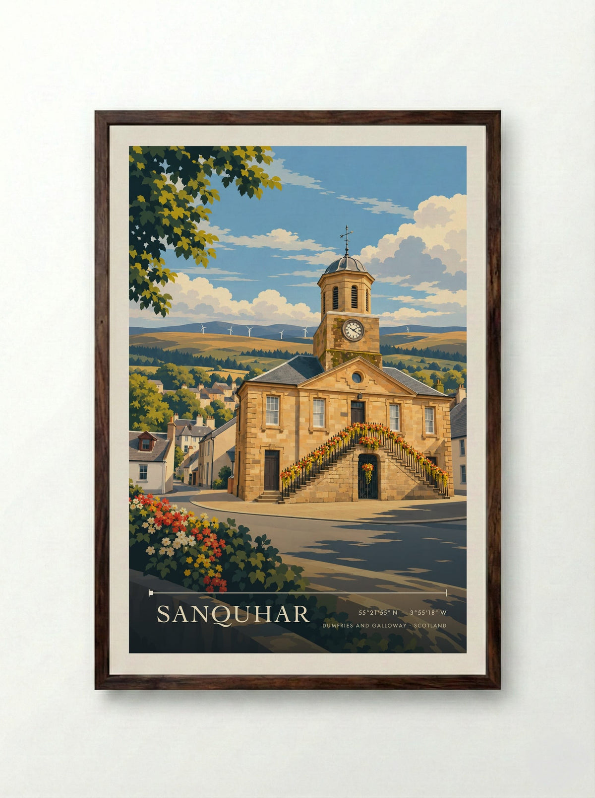 Sanquhar, Dumfries and Galloway | Travel Poster - Framed Print Dark Wood