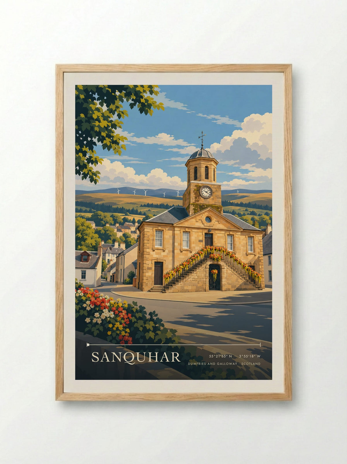 Sanquhar, Dumfries and Galloway | Travel Poster - Framed Print Wood