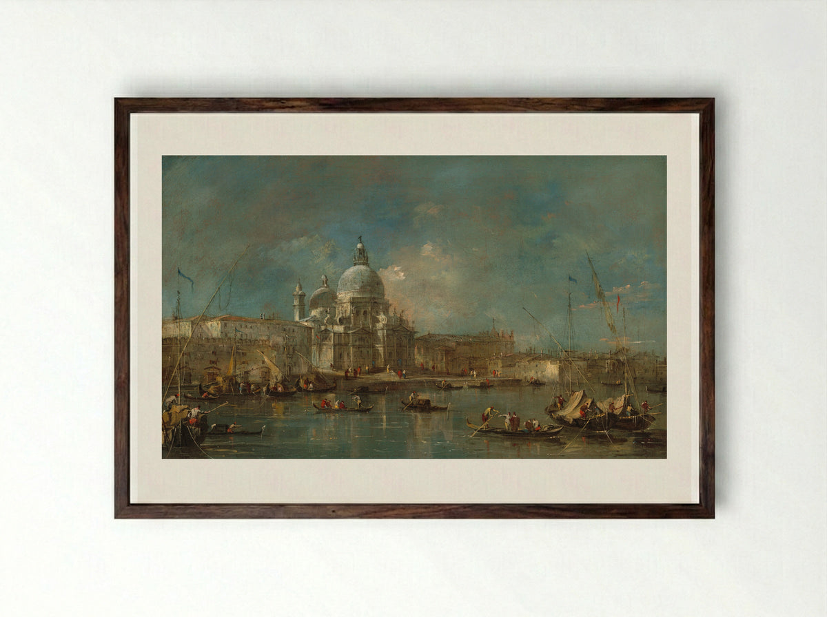 Santa Maria della Salute - Francesco Guardi - Framed Print Dark Wood