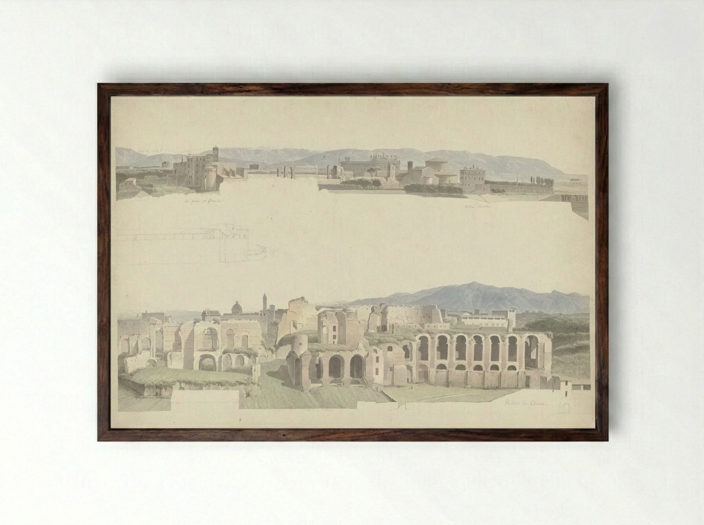 Santi Giovanni e Paolo, de Villa Mattei en de keizerlijke paleizen - Josephus Augustus Knip - Framed Print Dark Wood