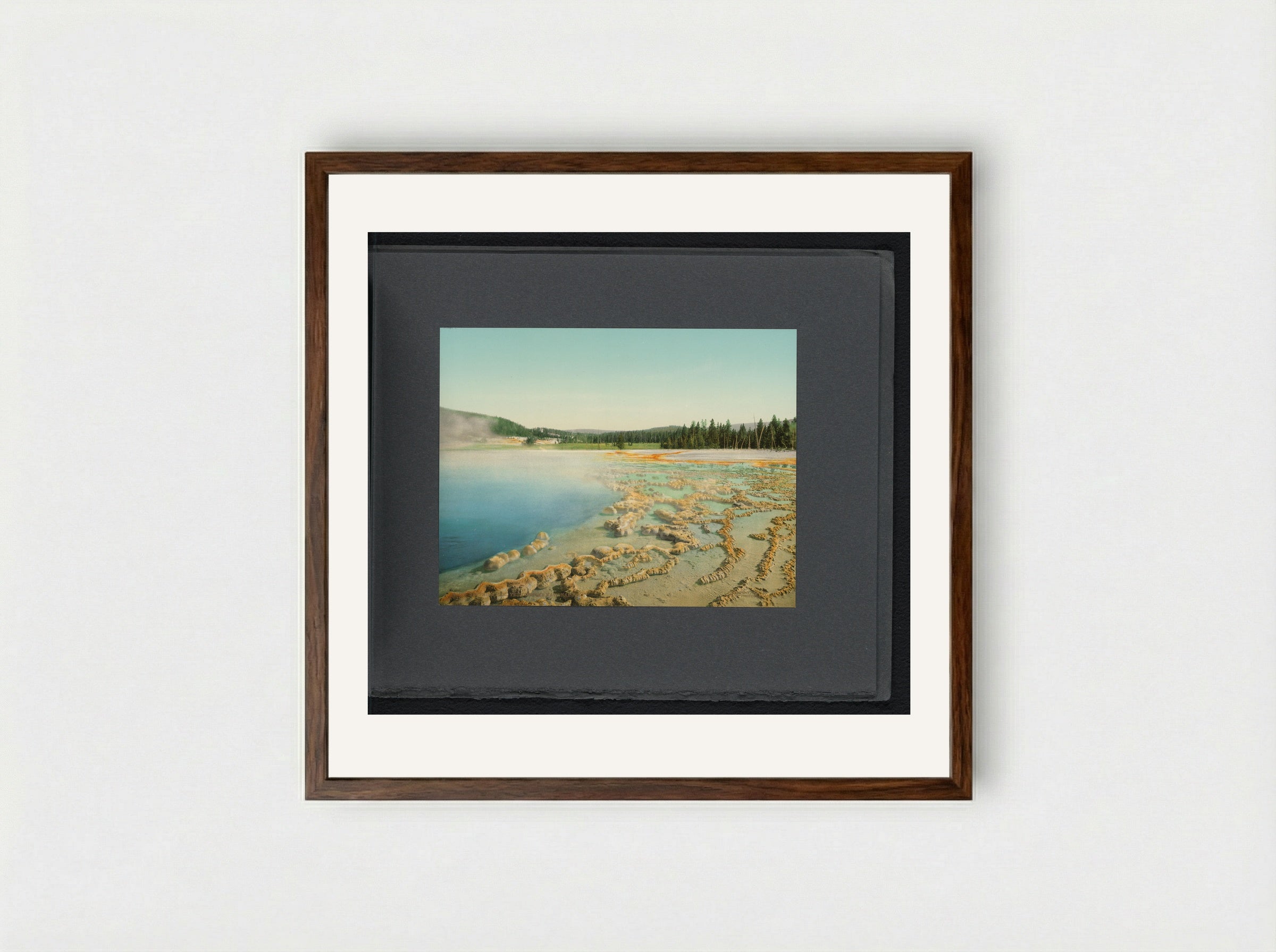 Sapphire Pool, Yellowstone National Park - William Henry Jackson - Framed Print Dark Wood