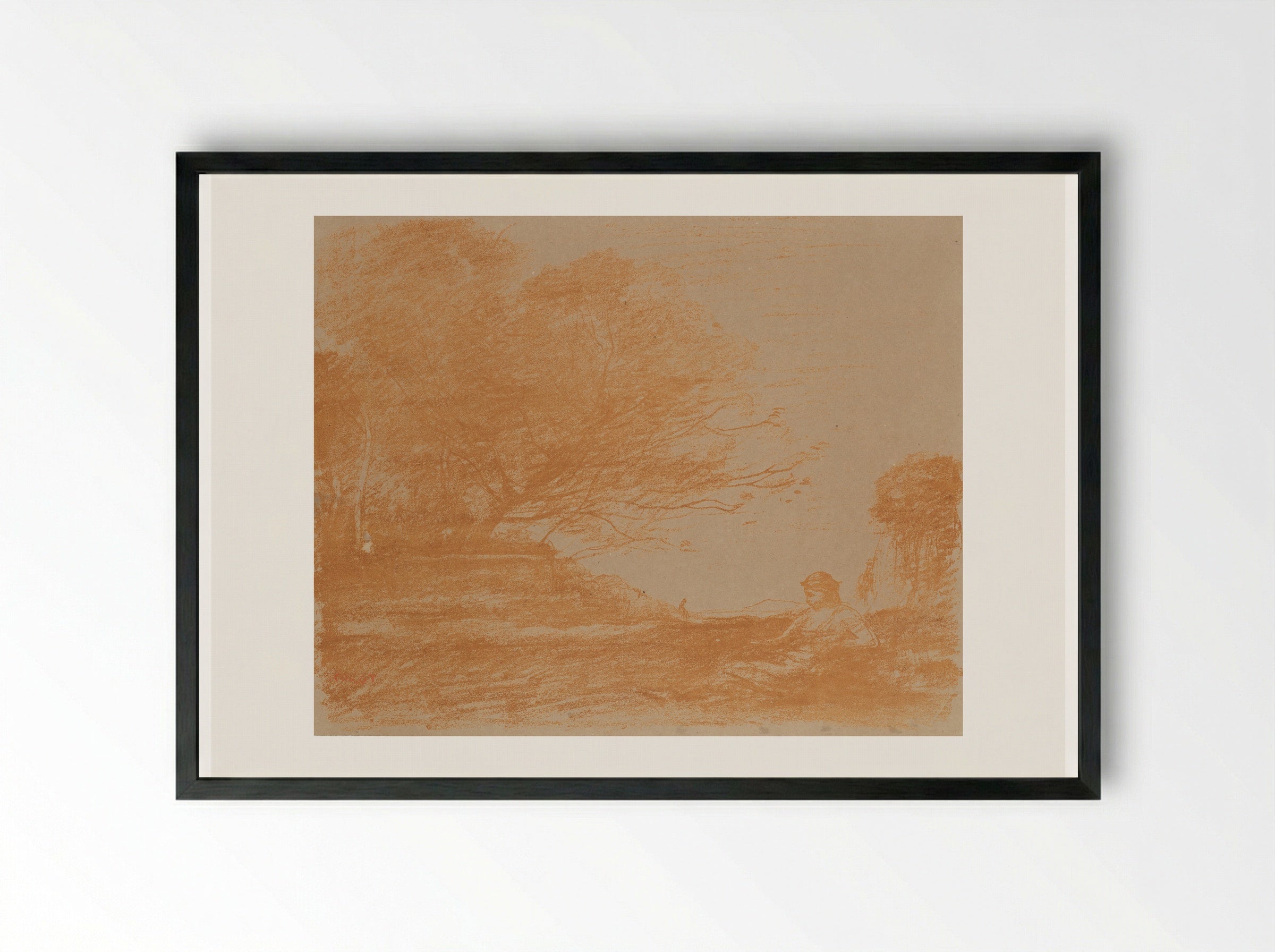 Sappho - Jean-Baptiste-Camille Corot - Framed Print Black