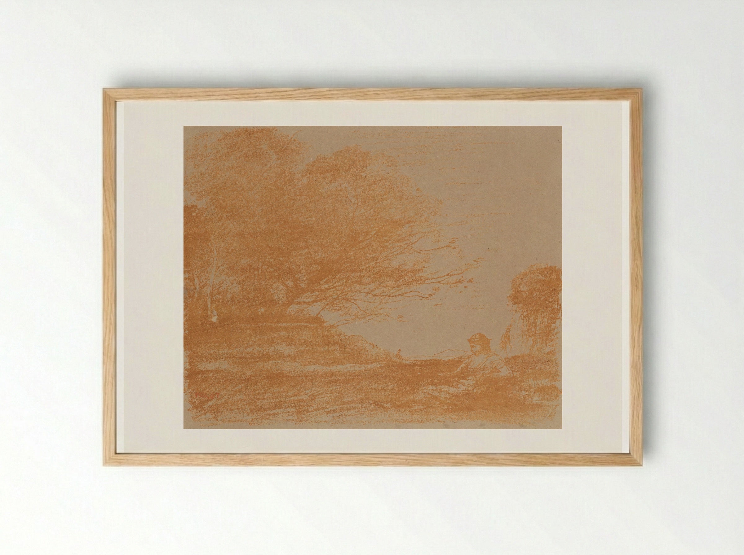 Sappho - Jean-Baptiste-Camille Corot - Framed Print Wood