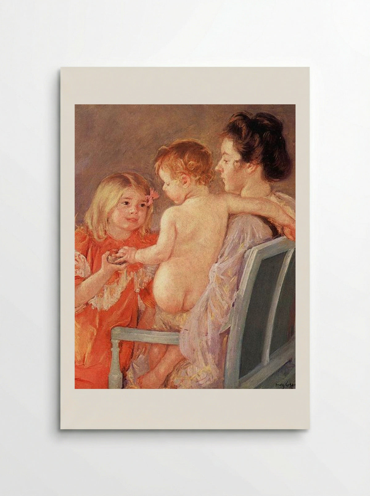 Sara Handing a Toy to the Baby - Mary Cassatt - Poster