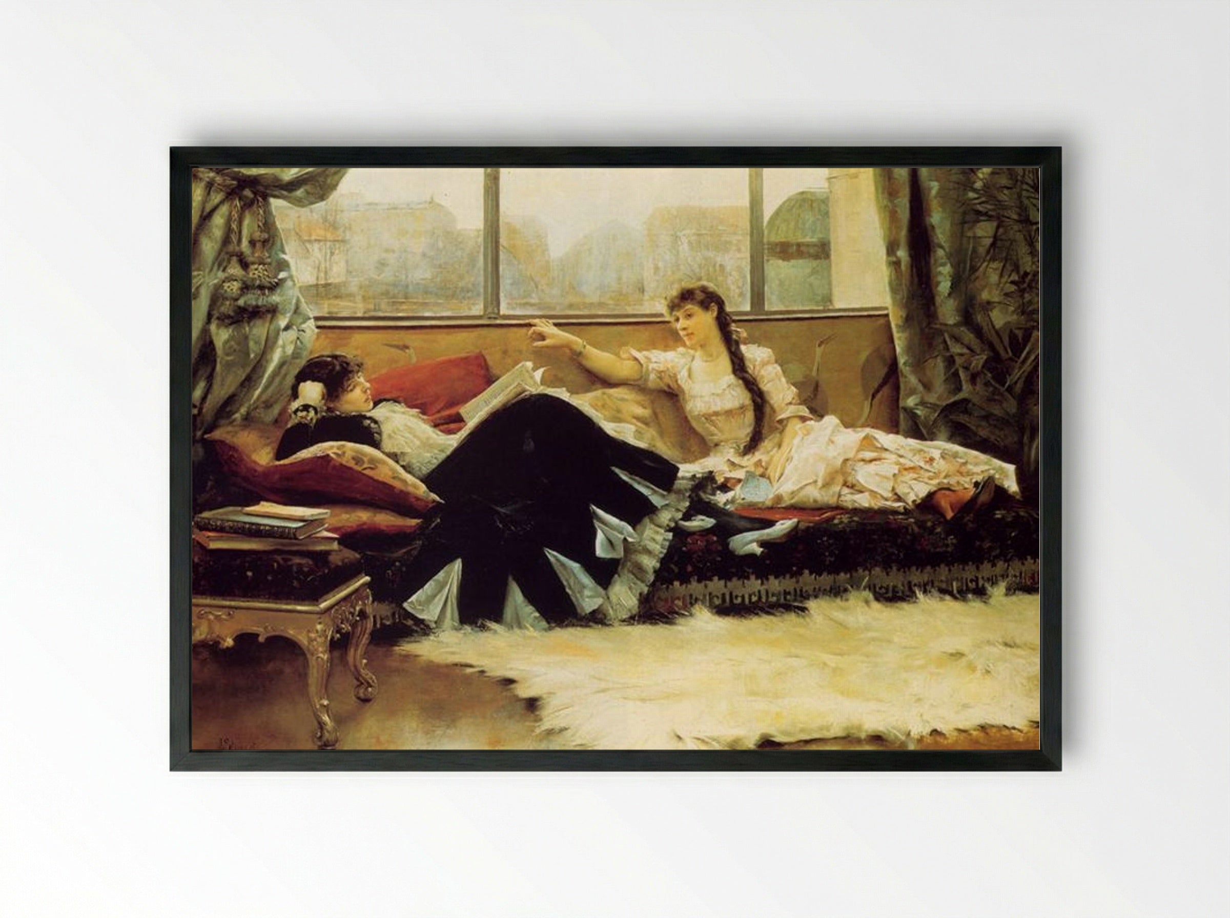 Sarah Bernhardt and Christine Nilsson - Julius LeBlanc Stewart - Framed Print Black