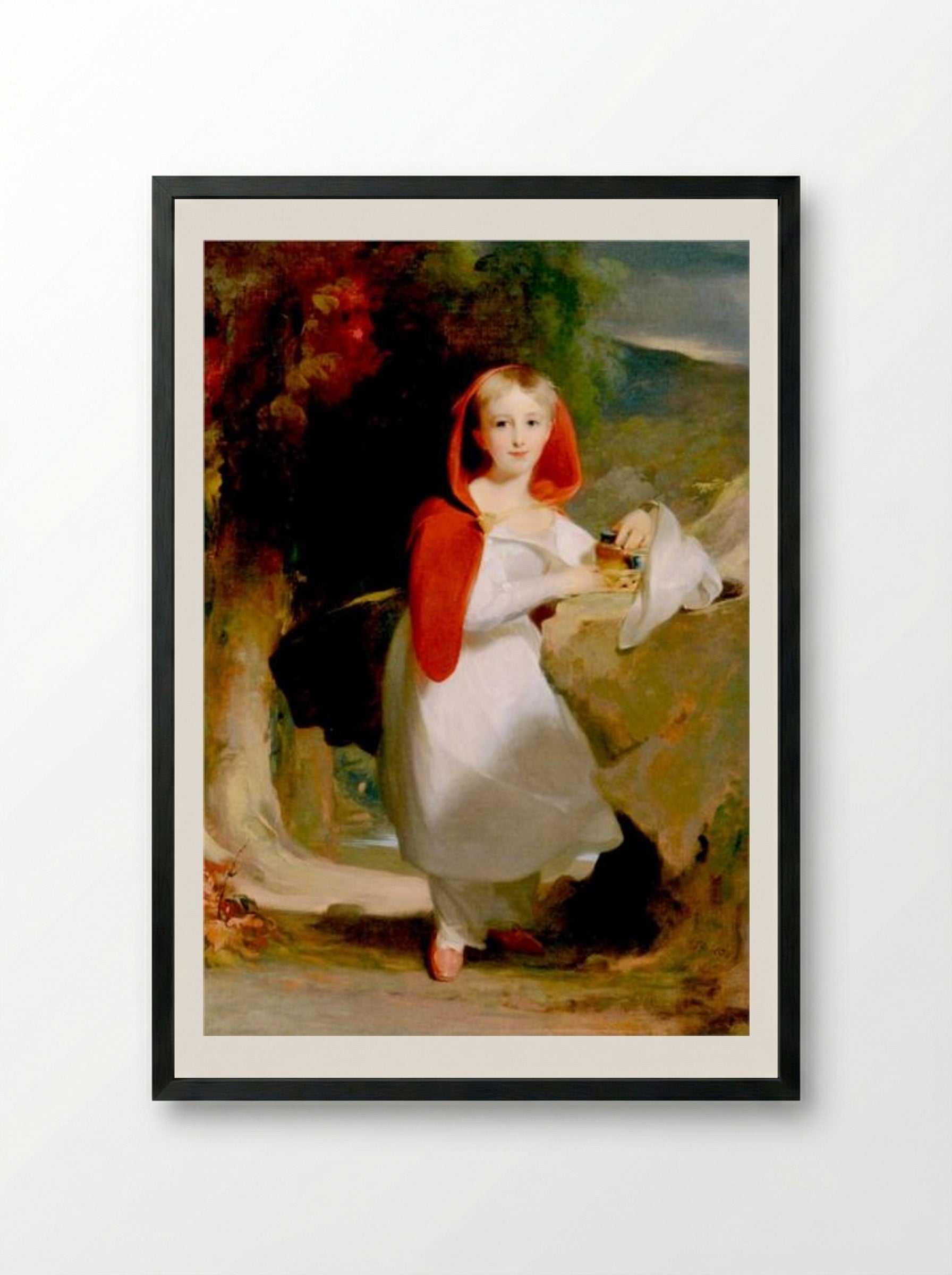 Sarah Esther Hindman as Little Red Riding Hood - Thomas Sully - Framed Print Black