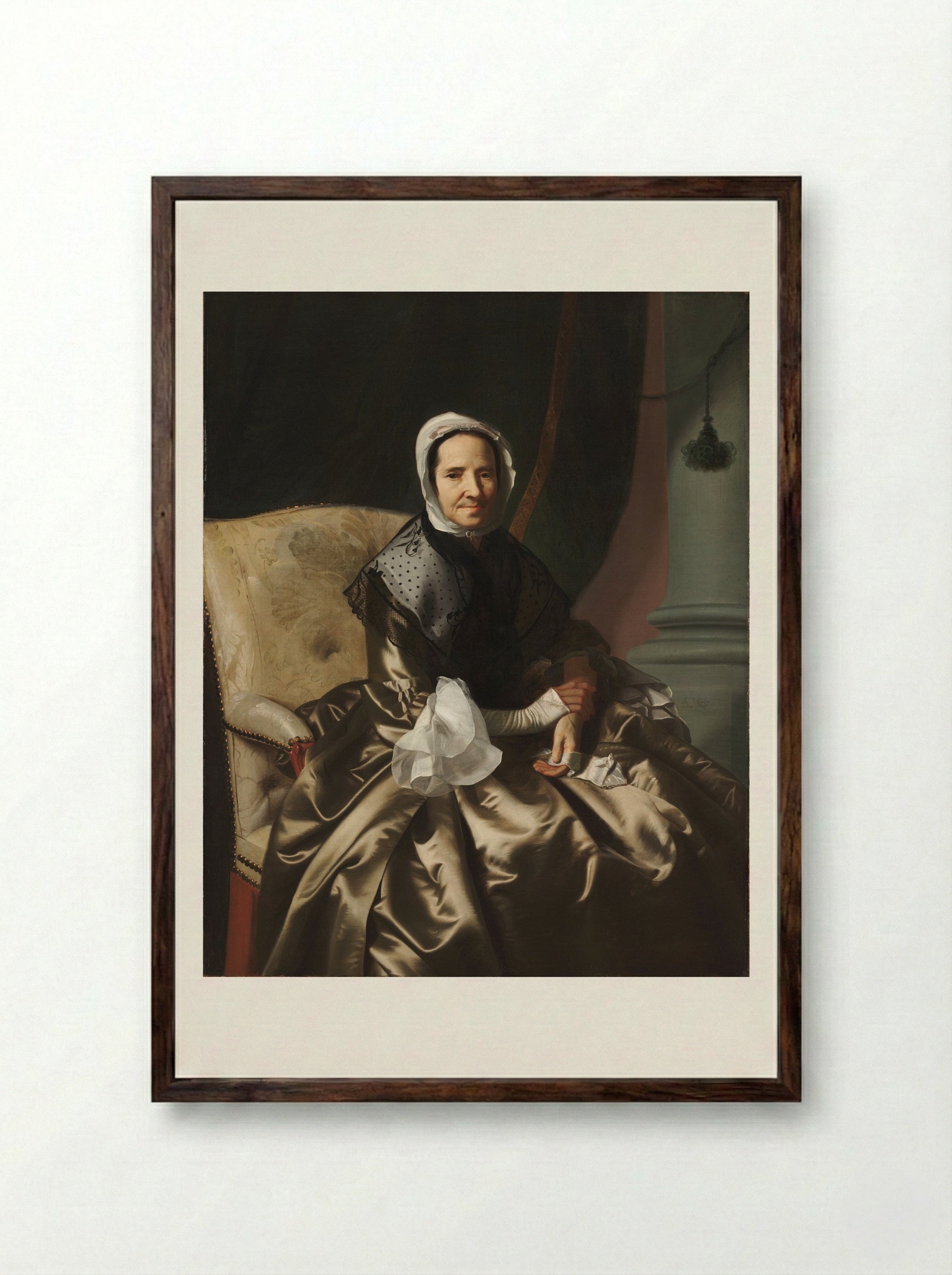 Sarah Morecock Boylston (Mrs. Thomas Boylston) - John Singleton Copley - Framed Print Dark Wood