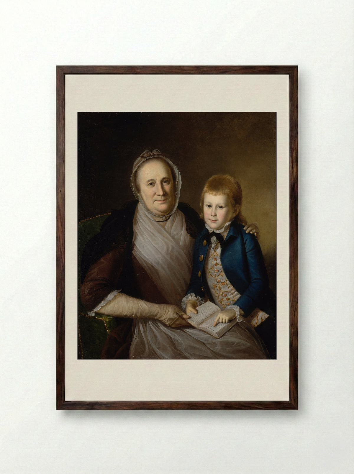Sarah Smith Logan (Mrs. William Clarke) - James Peale - Framed Print Dark Wood