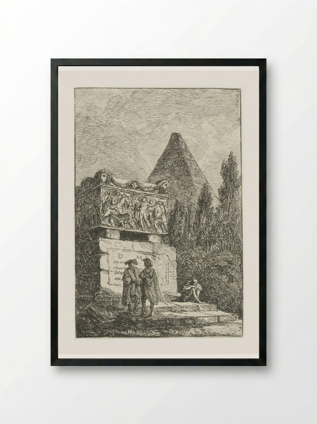 Sarcophagus and Pyramid - Hubert Robert - Framed Print Black