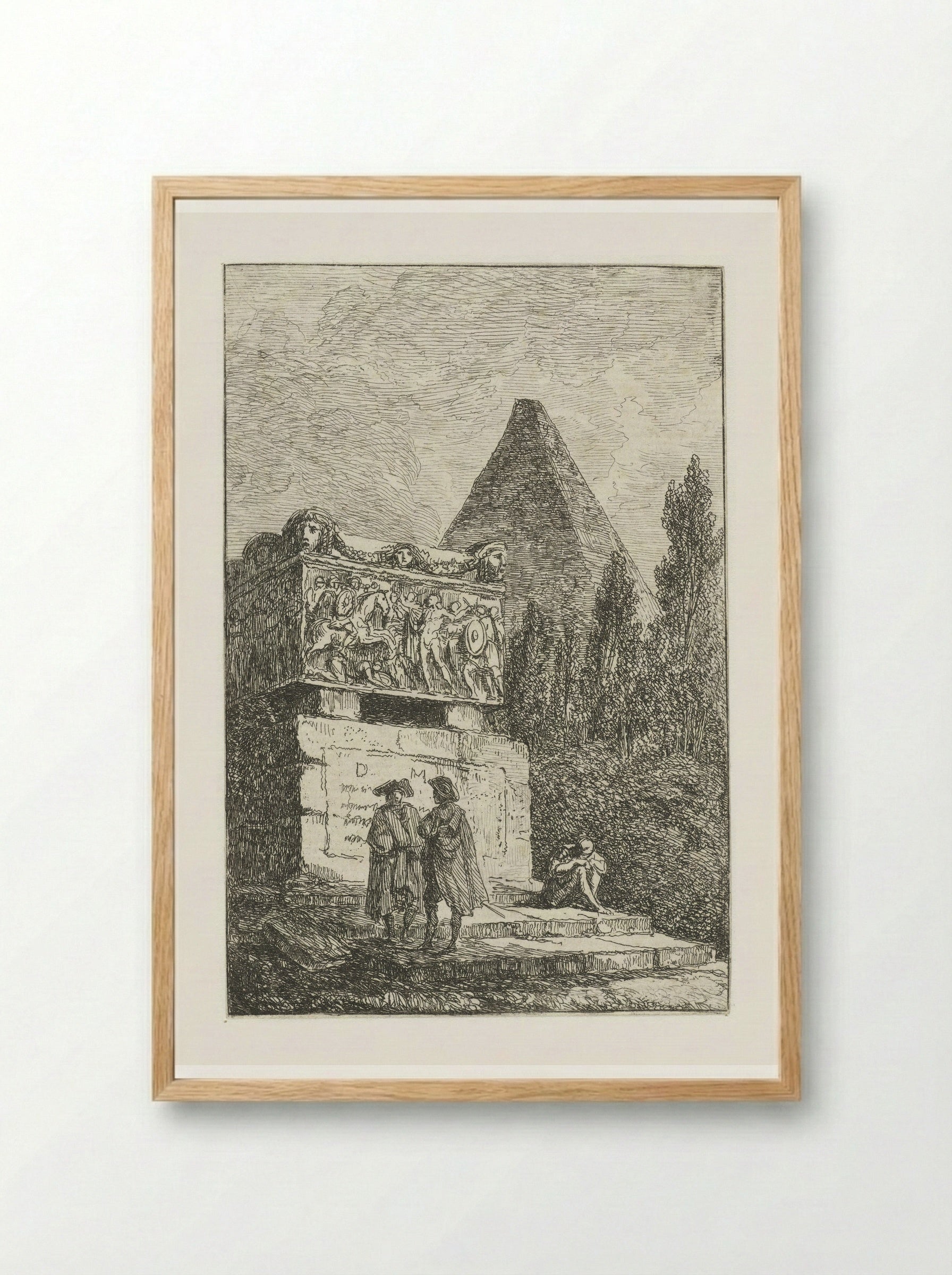 Sarcophagus and Pyramid - Hubert Robert - Framed Print Wood
