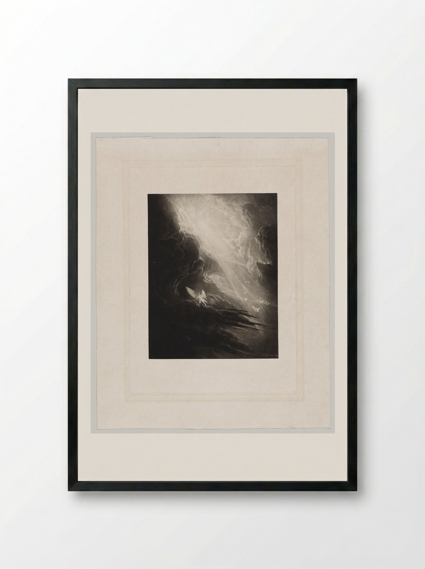 Satan Viewing the Ascent to Heaven - John Martin - Framed Print Black