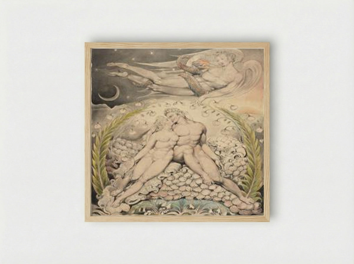Satan Watching the Endearments of Adam and Eve - William Blake - Framed Print Wood