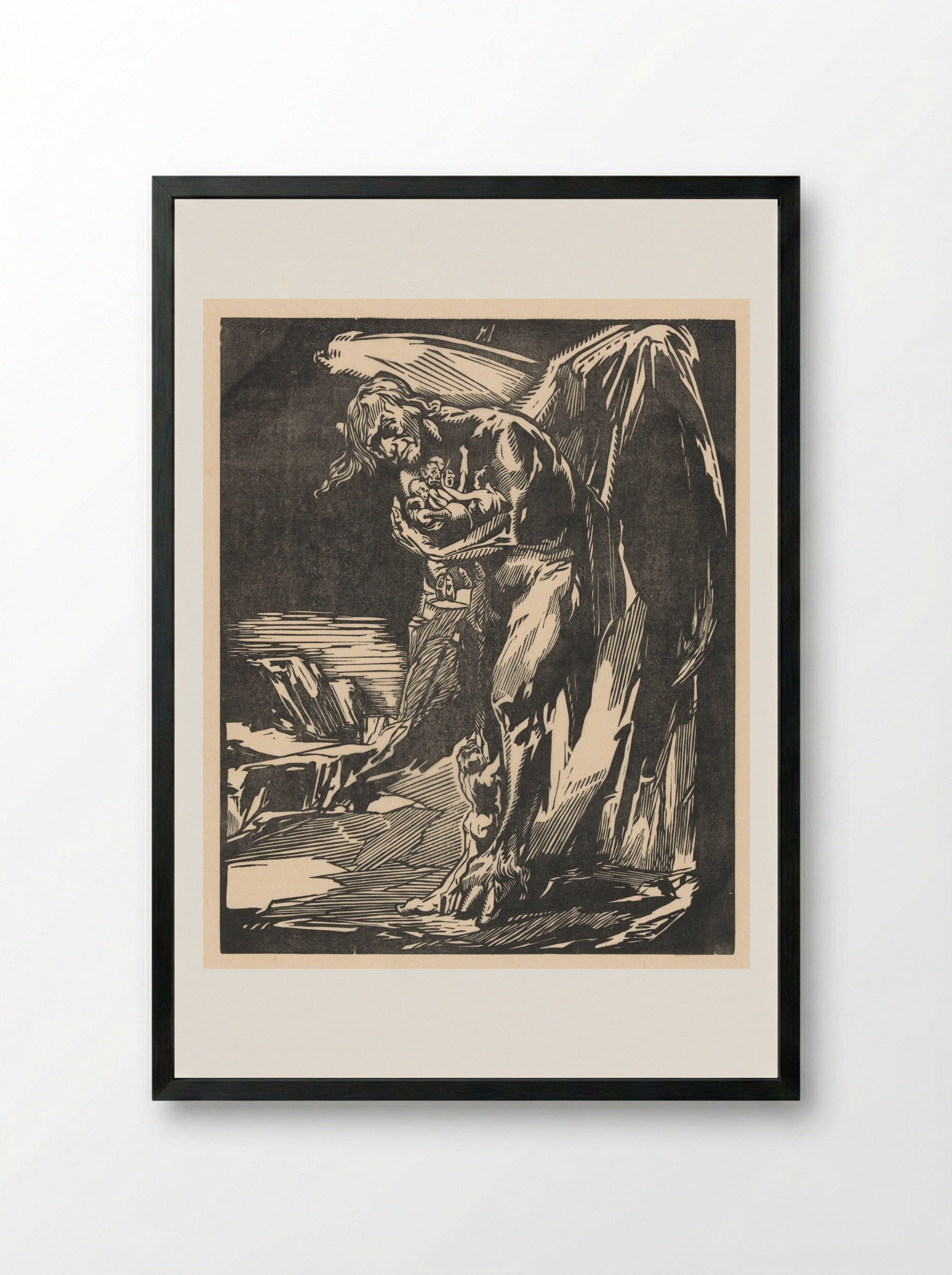 Satan met figuren in zijn armen - Johannes Josephus Aarts - Framed Print Black
