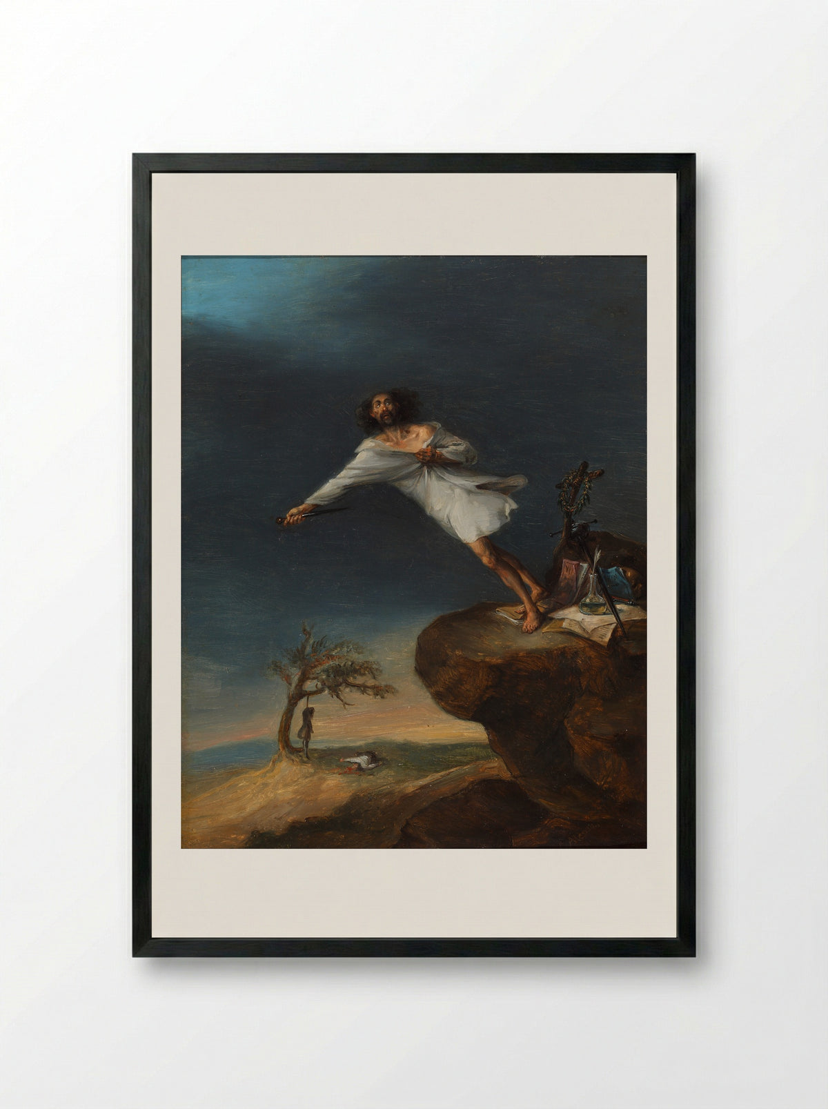 Satire of the Romantic Suicide - Leonardo Alenza - Framed Print Black