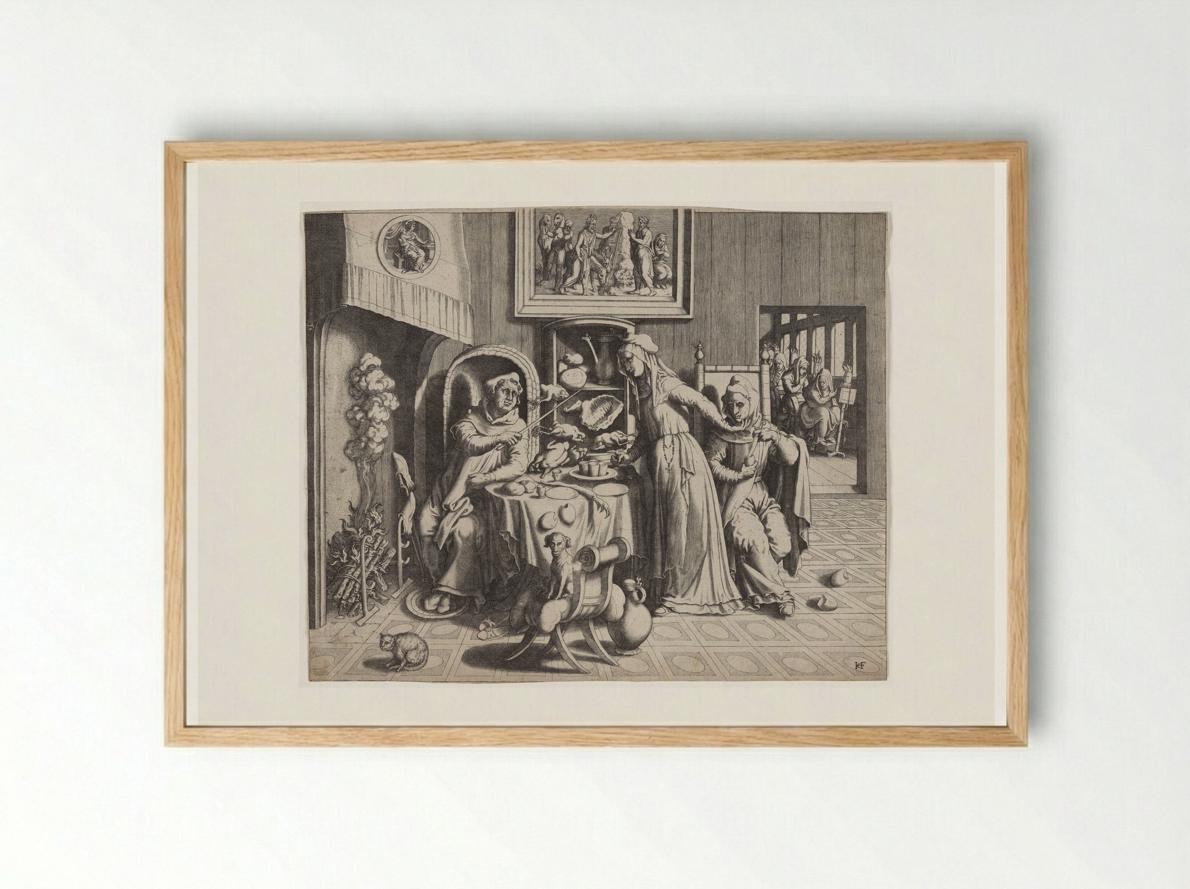 Satire on Clerical Abuse - Hans Collaert the Elder - Framed Print Wood