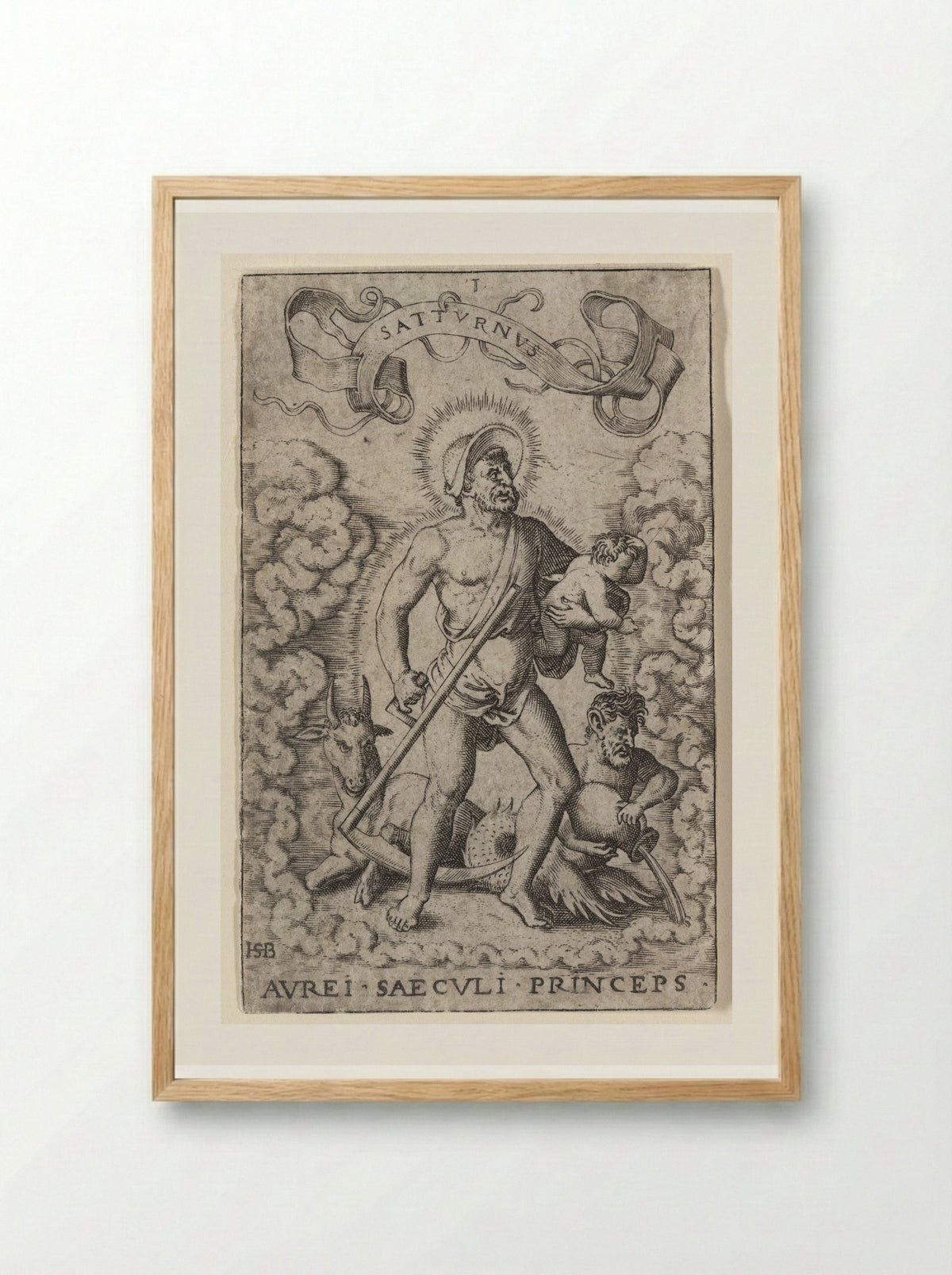 Saturn (Aurei Saeculi Princeps) - Theodor de Bry - Framed Print Wood