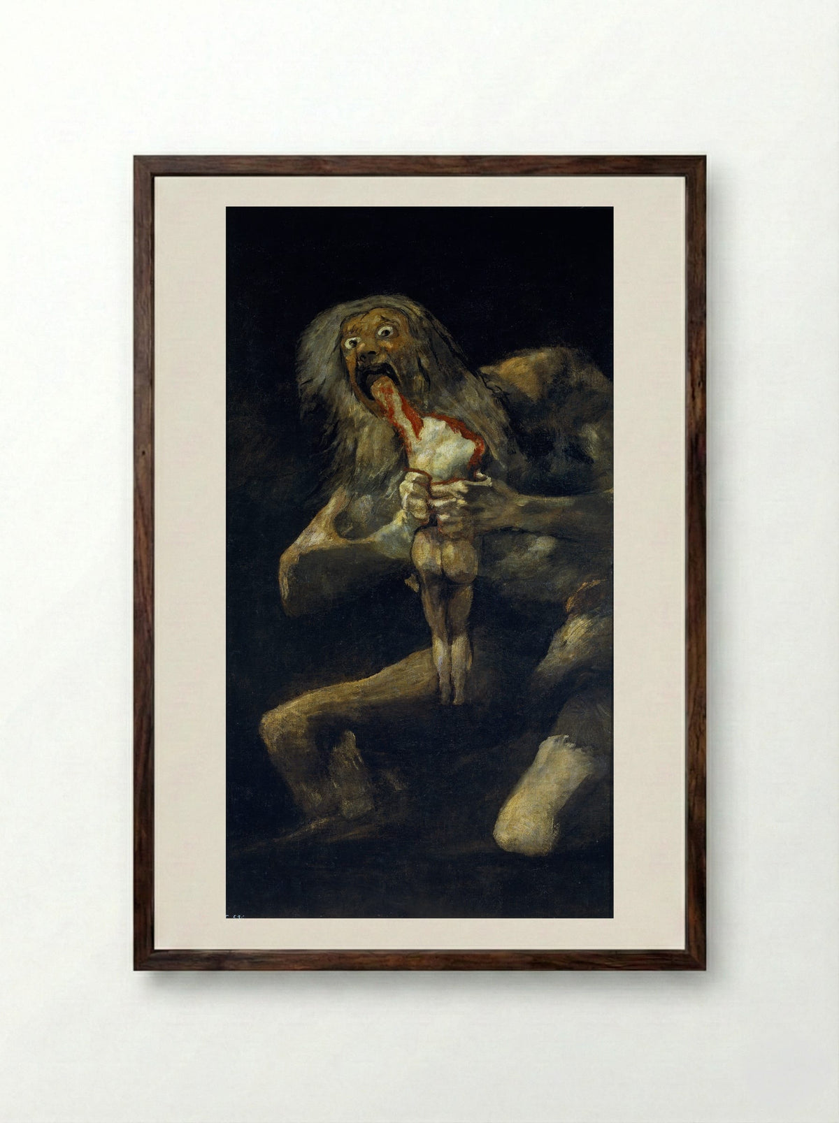 Saturn Devouring His Son - Francisco Goya - Framed Print Dark Wood