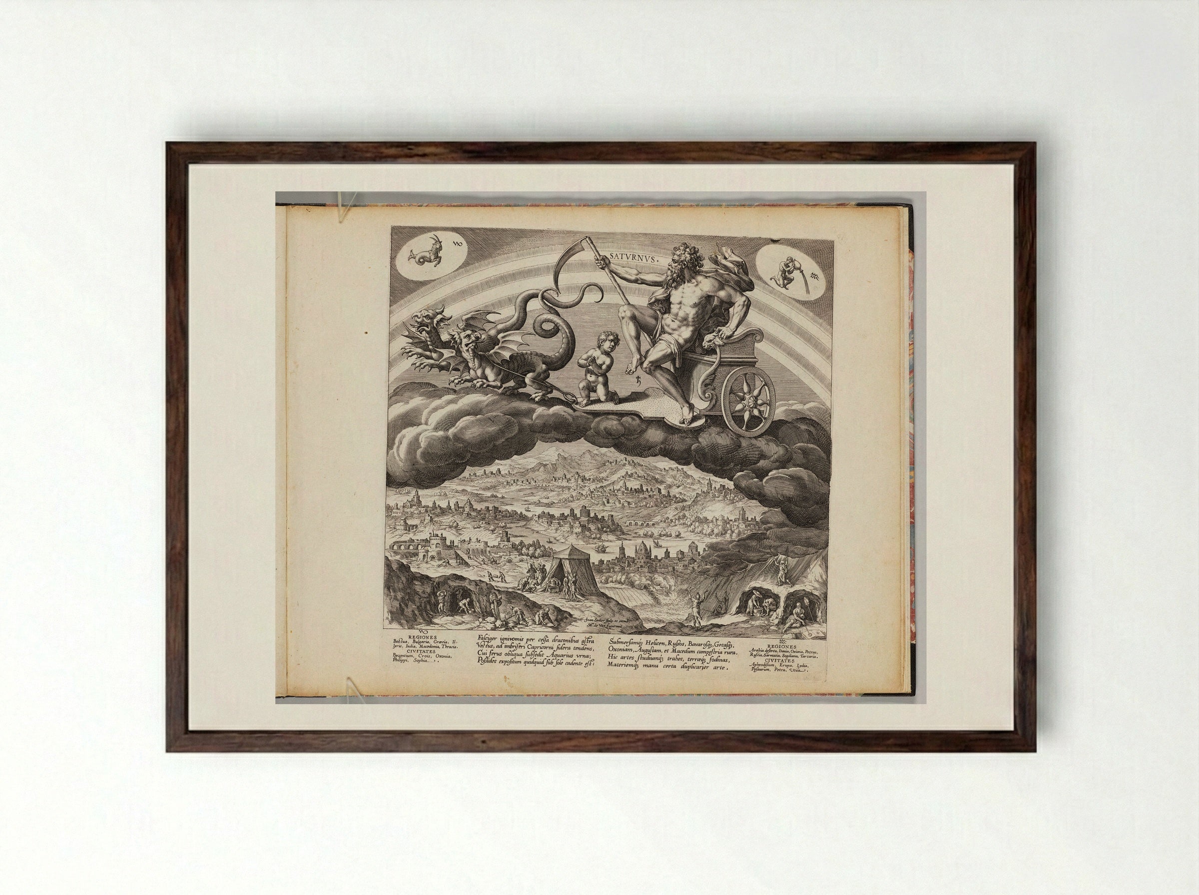Saturn - Johann Sadeler I - Framed Print Dark Wood