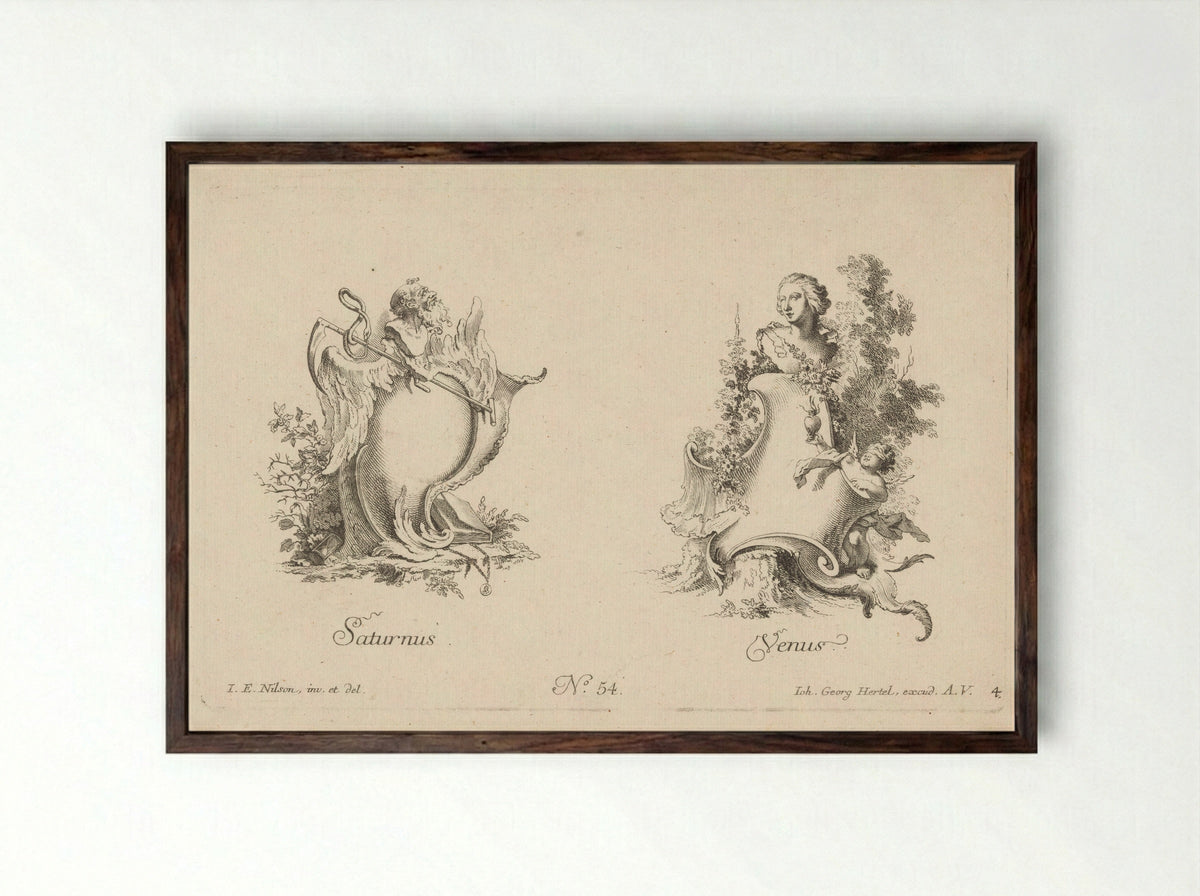 Saturnus en Venus - Jakob Wangner - Framed Print Dark Wood