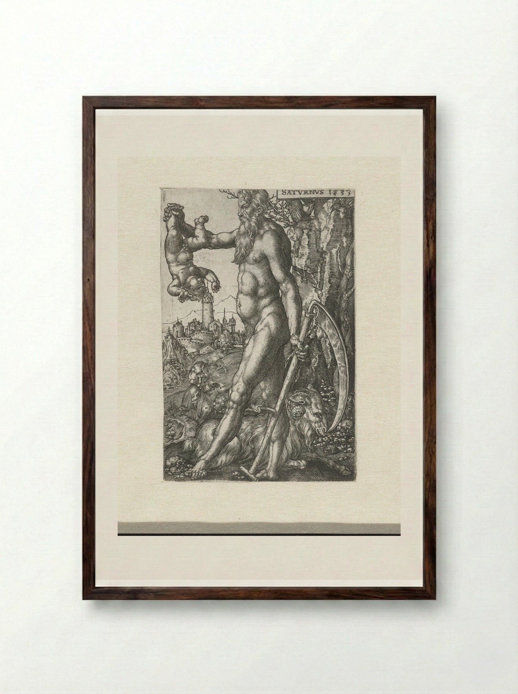 Saturnus - Heinrich Aldegrever - Framed Print Dark Wood