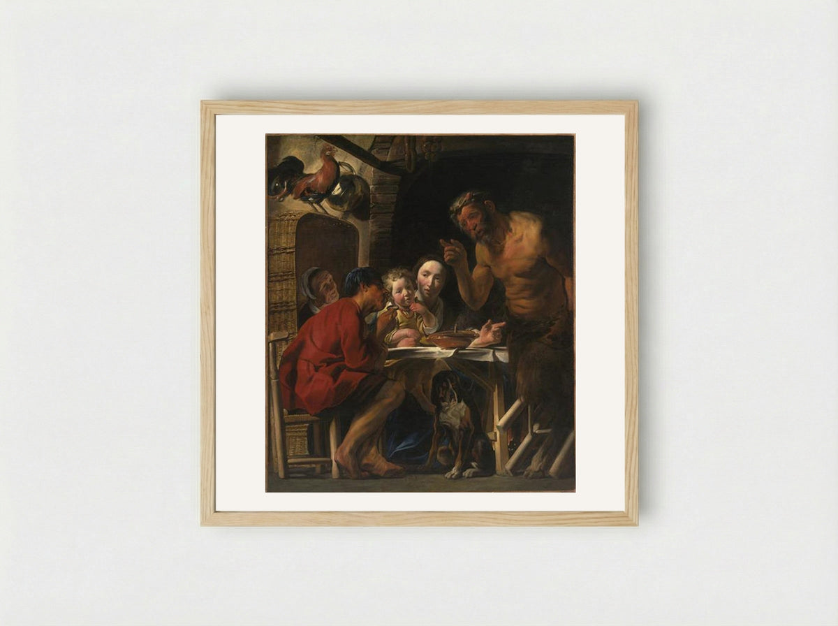 Satyr and Peasant - Jacob Jordaens - Framed Print Wood