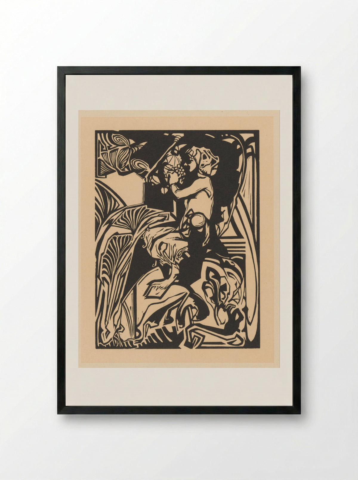 Satyr with a Bunch of Grapes - Johannes Josephus Aarts - Framed Print Black