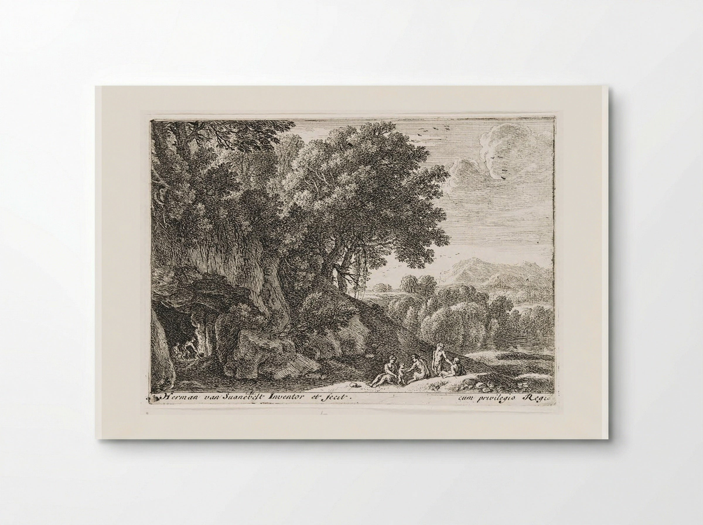 Satyrs Around a Fire in a Cave - Herman van Swanevelt - Poster