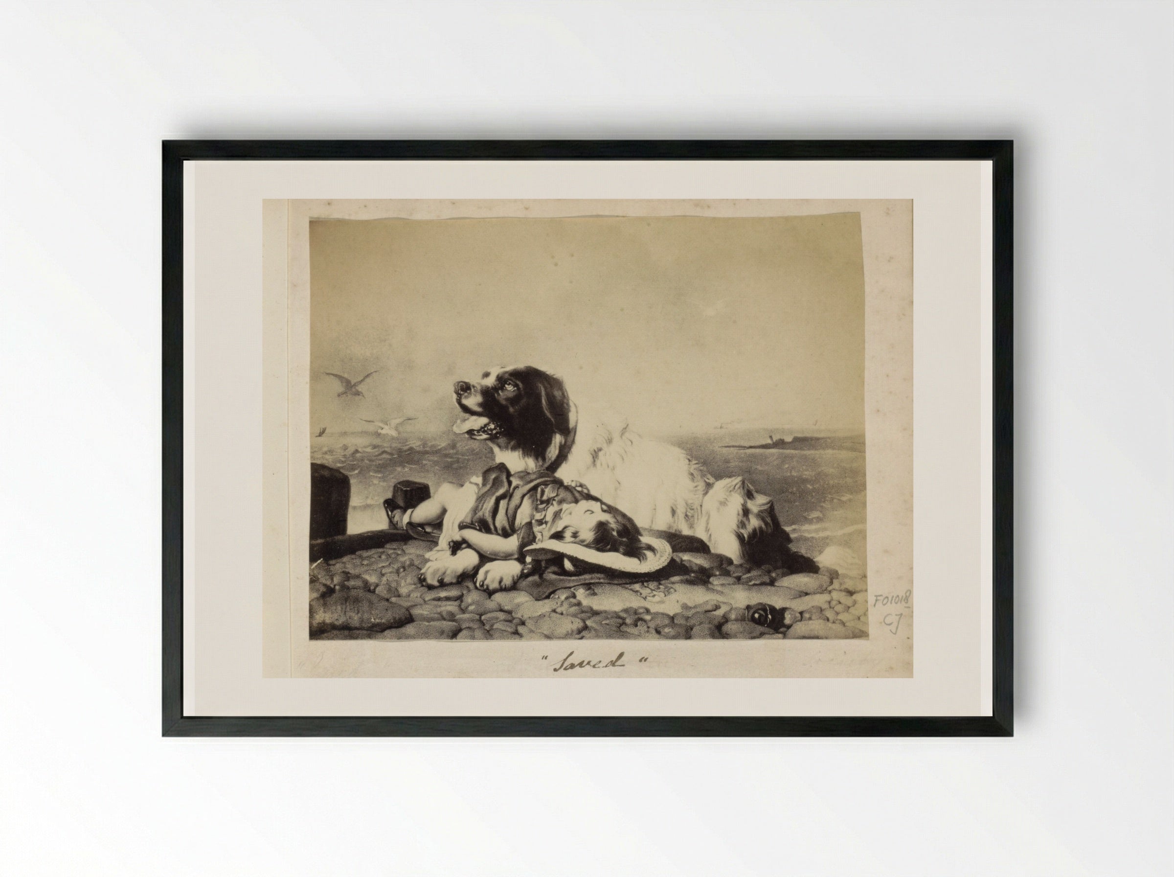 Saved - Sir Edwin Henry Landseer - Framed Print Black