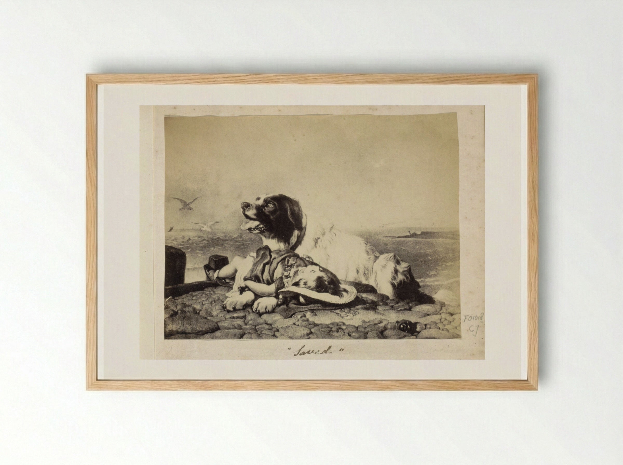 Saved - Sir Edwin Henry Landseer - Framed Print Wood