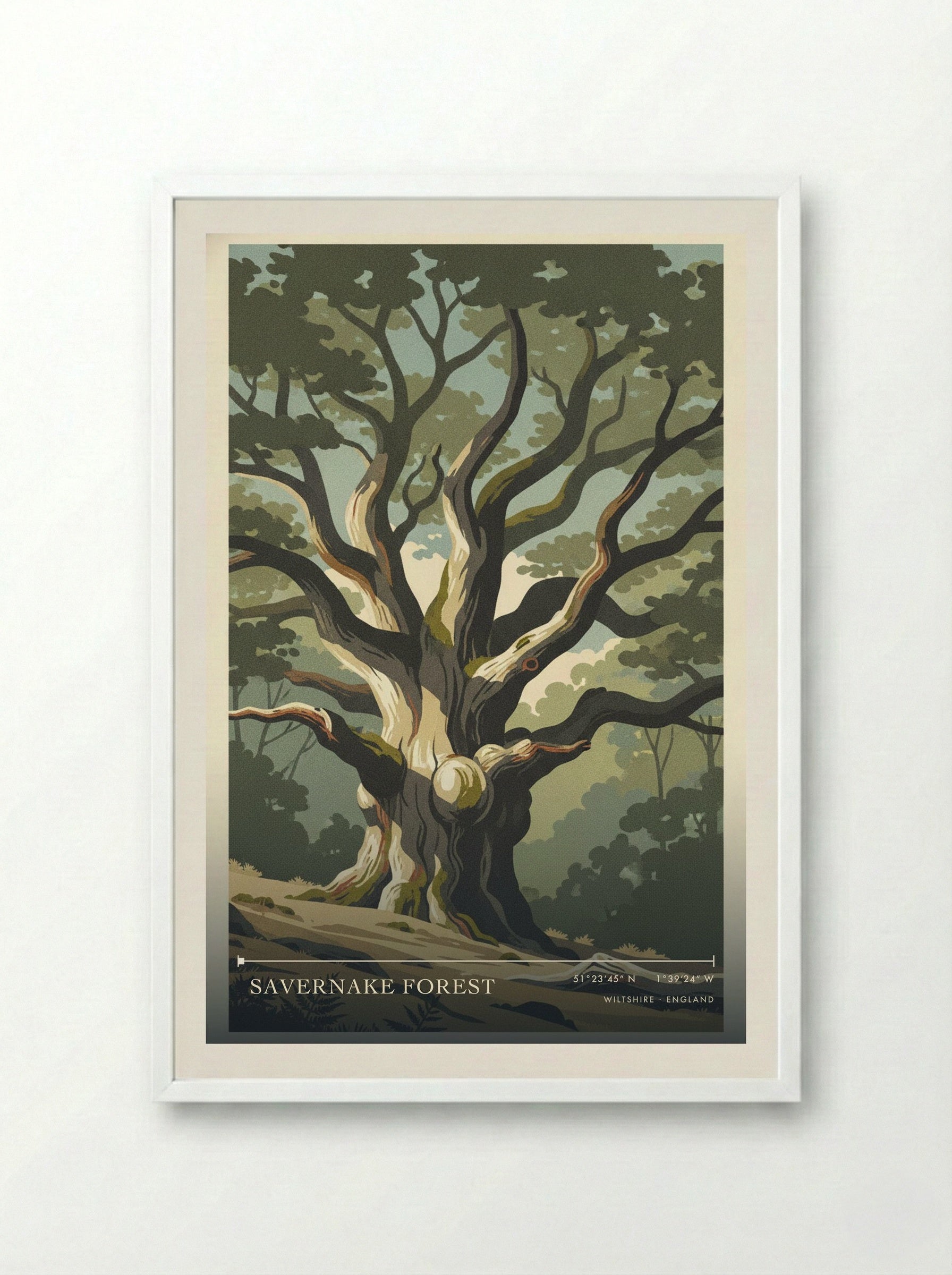 Savernake Forest Wiltshire England Travel Poster - Framed Print White