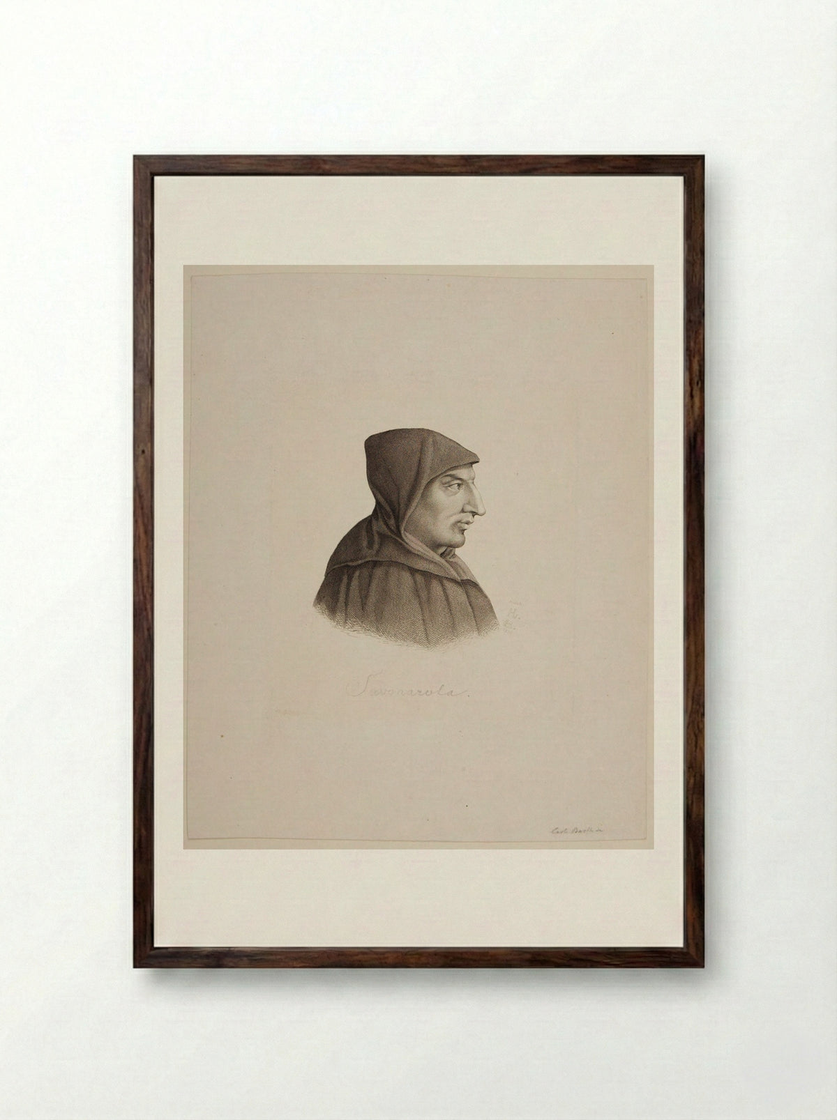 Savonarola - Johann Carl Barth - Framed Print Dark Wood
