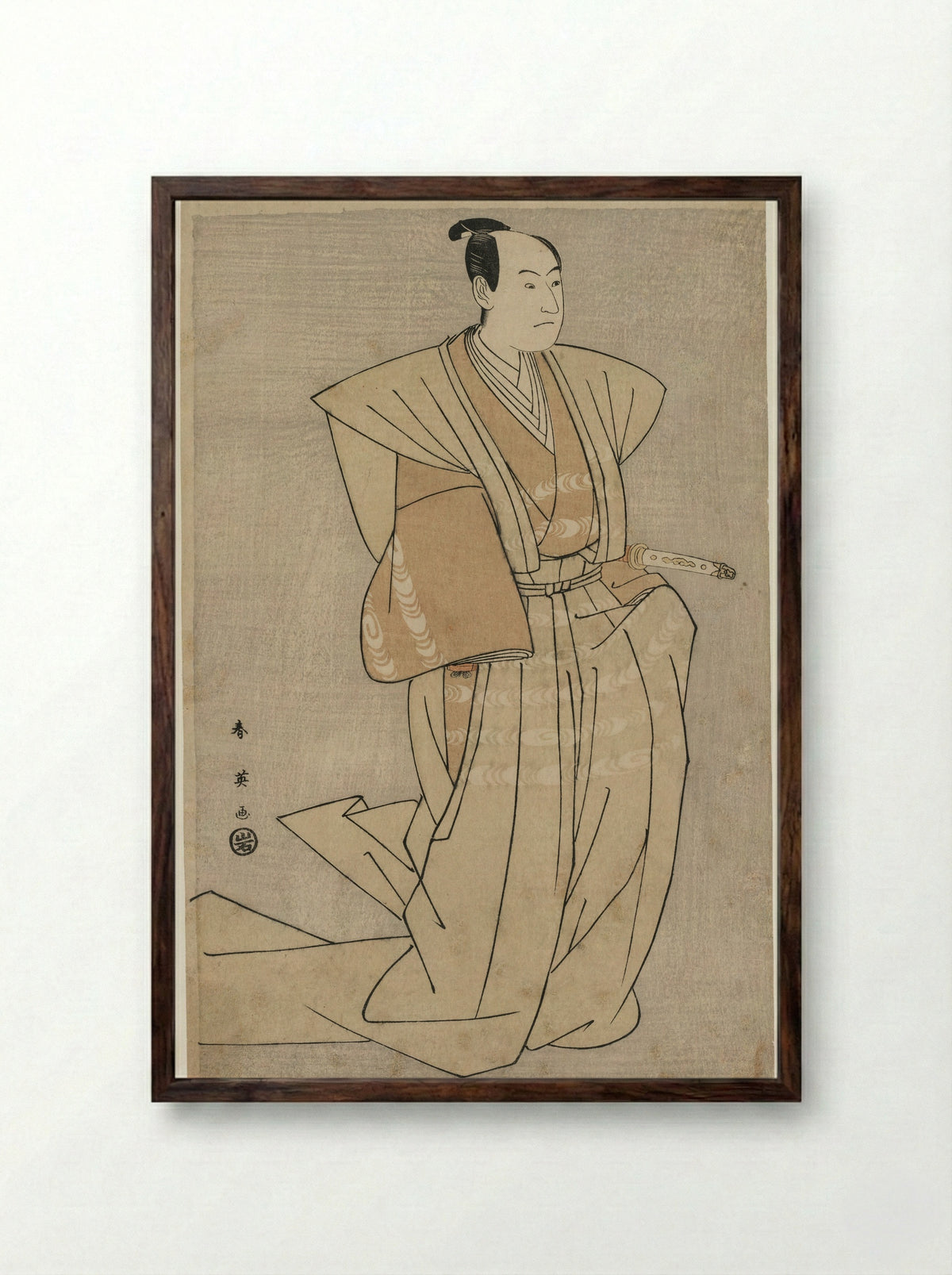 Sawamura Sojuro III as Enya Hangan in Kanadehon Chushingura - Katsukawa Shunei - Framed Print Dark Wood