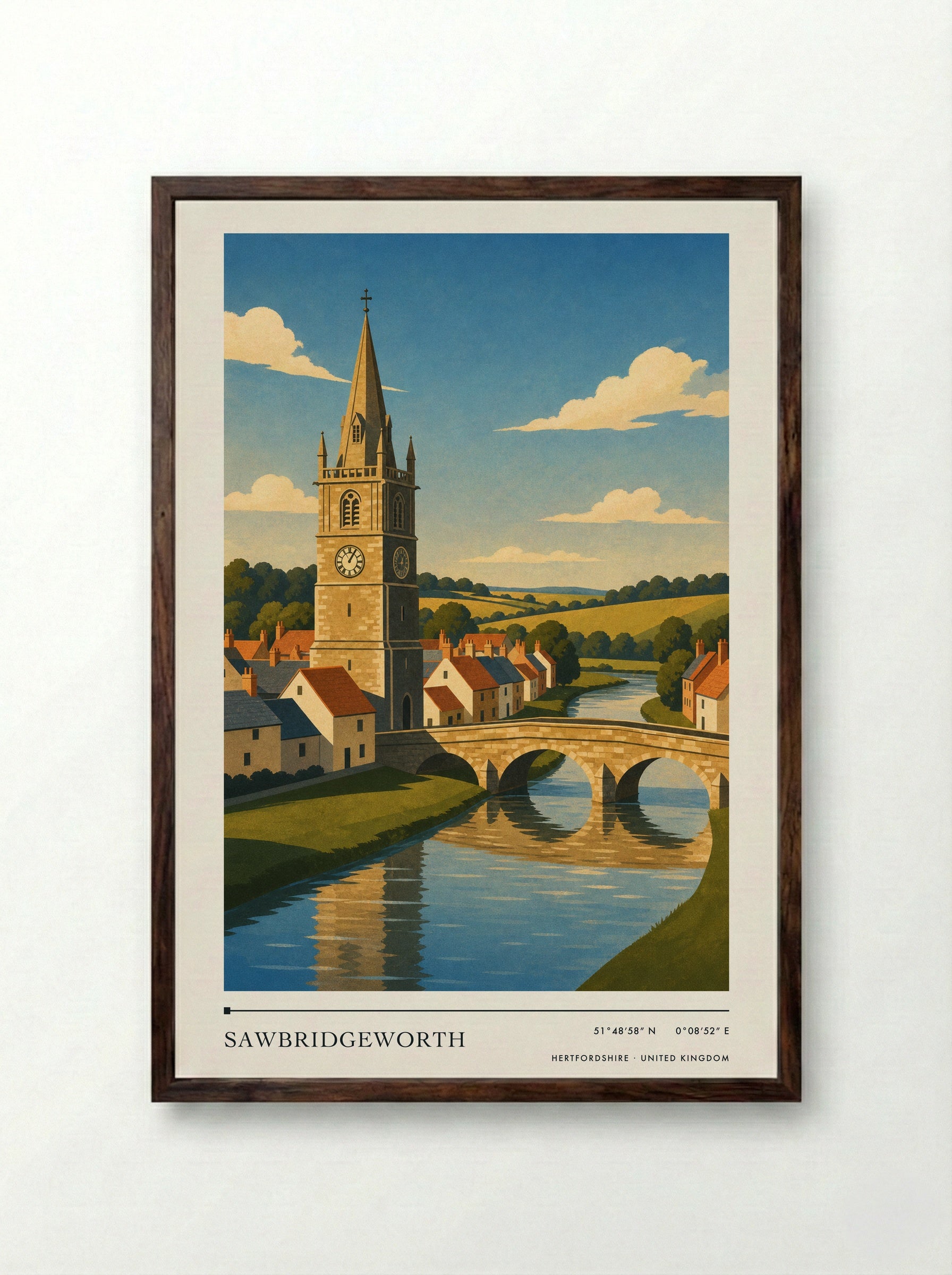 Sawbridgeworth Hertfordshire United Kingdom Travel Poster - Framed Print Dark Wood