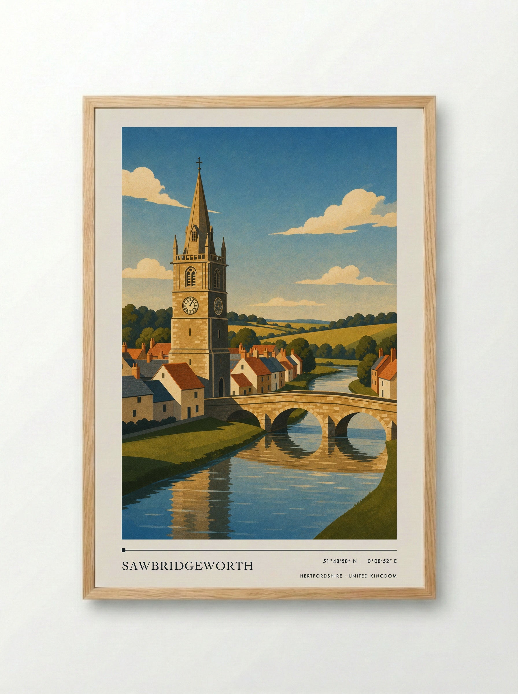 Sawbridgeworth Hertfordshire United Kingdom Travel Poster - Framed Print Wood