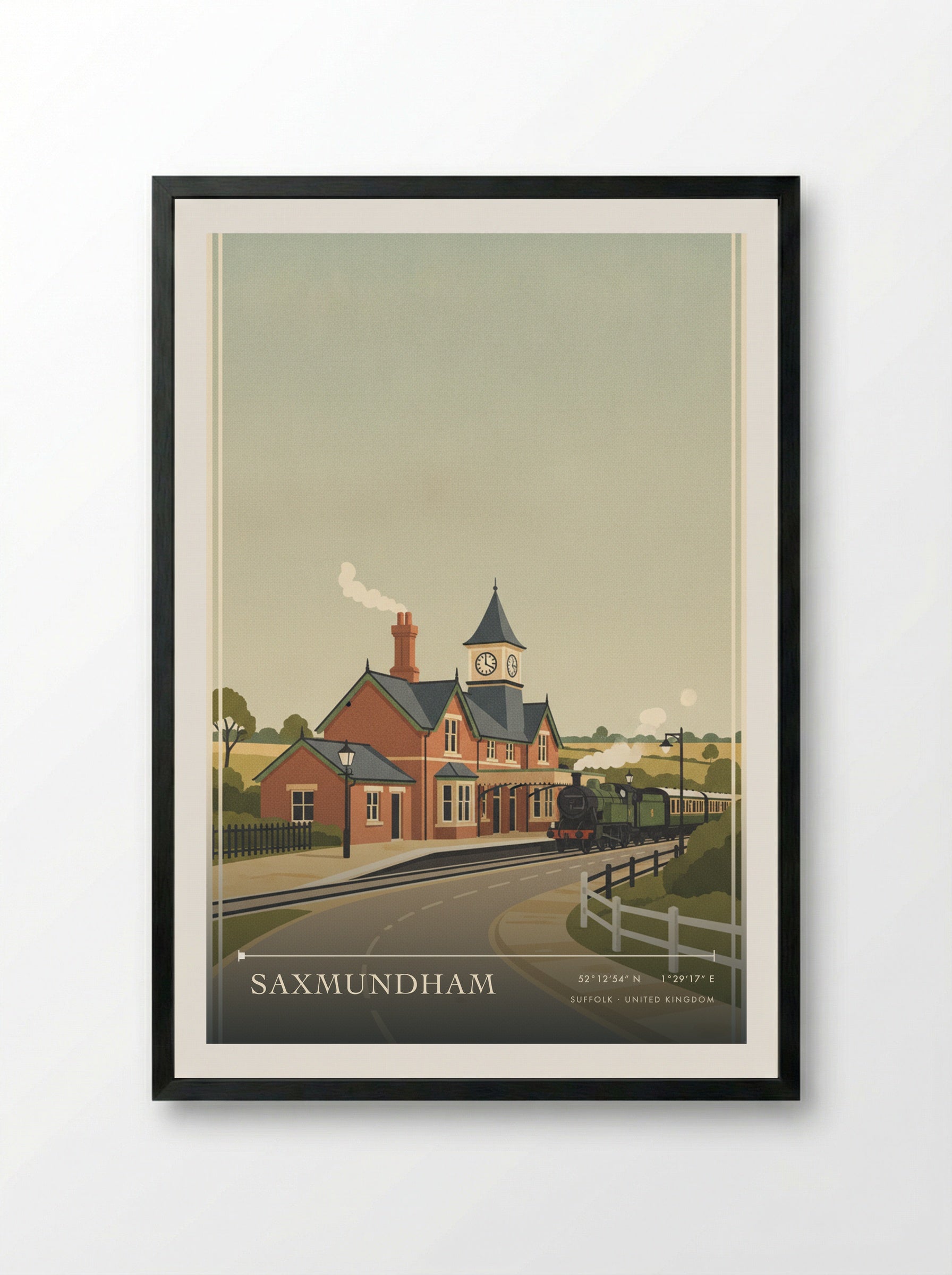 Saxmundham Suffolk United Kingdom Travel Poster - Framed Print Black
