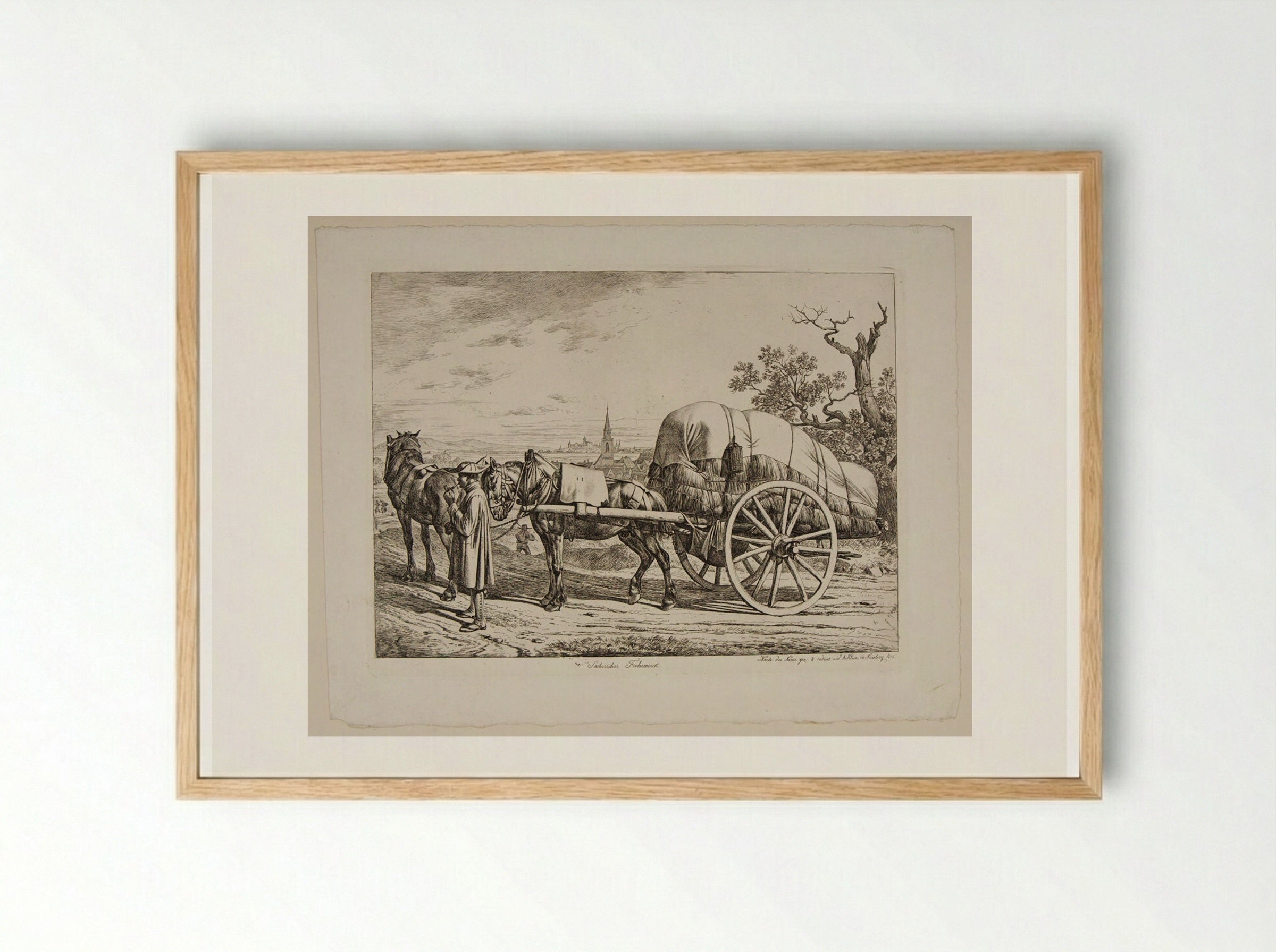 Saxon Wagon - Johann Adam Klein - Framed Print Wood