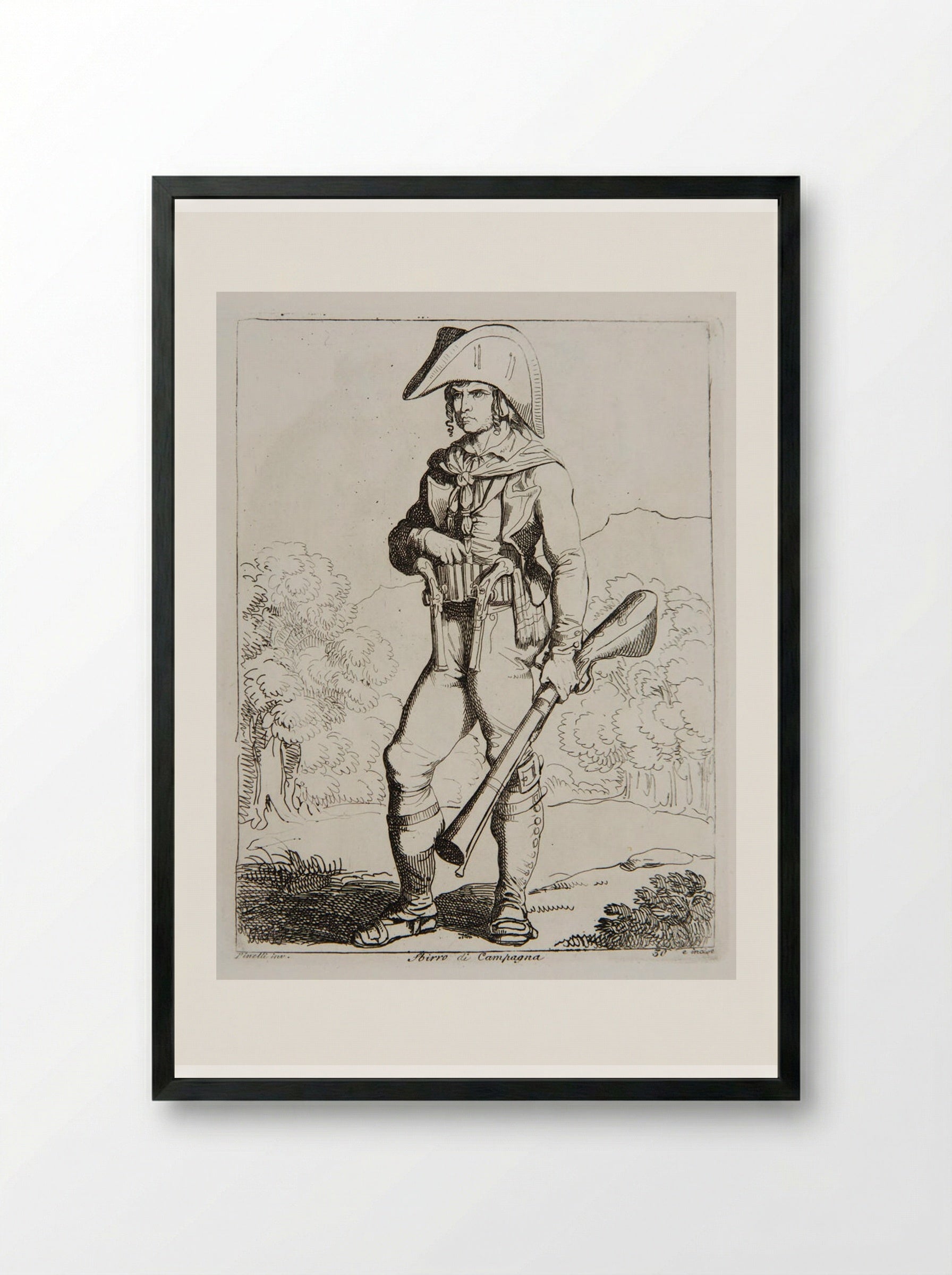 Sbirro di Campagna - Bartolomeo Pinelli - Framed Print Black