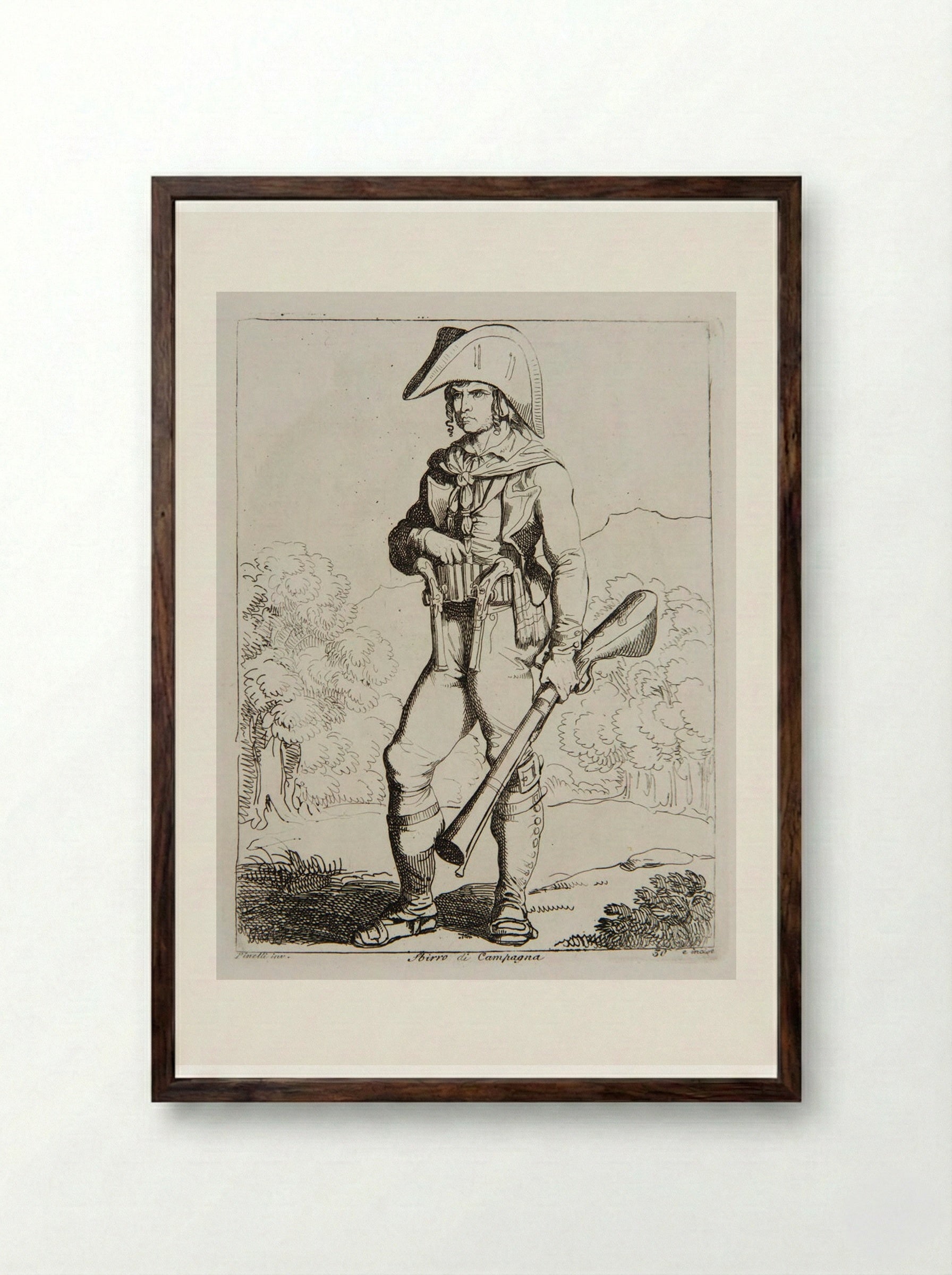 Sbirro di Campagna - Bartolomeo Pinelli - Framed Print Dark Wood