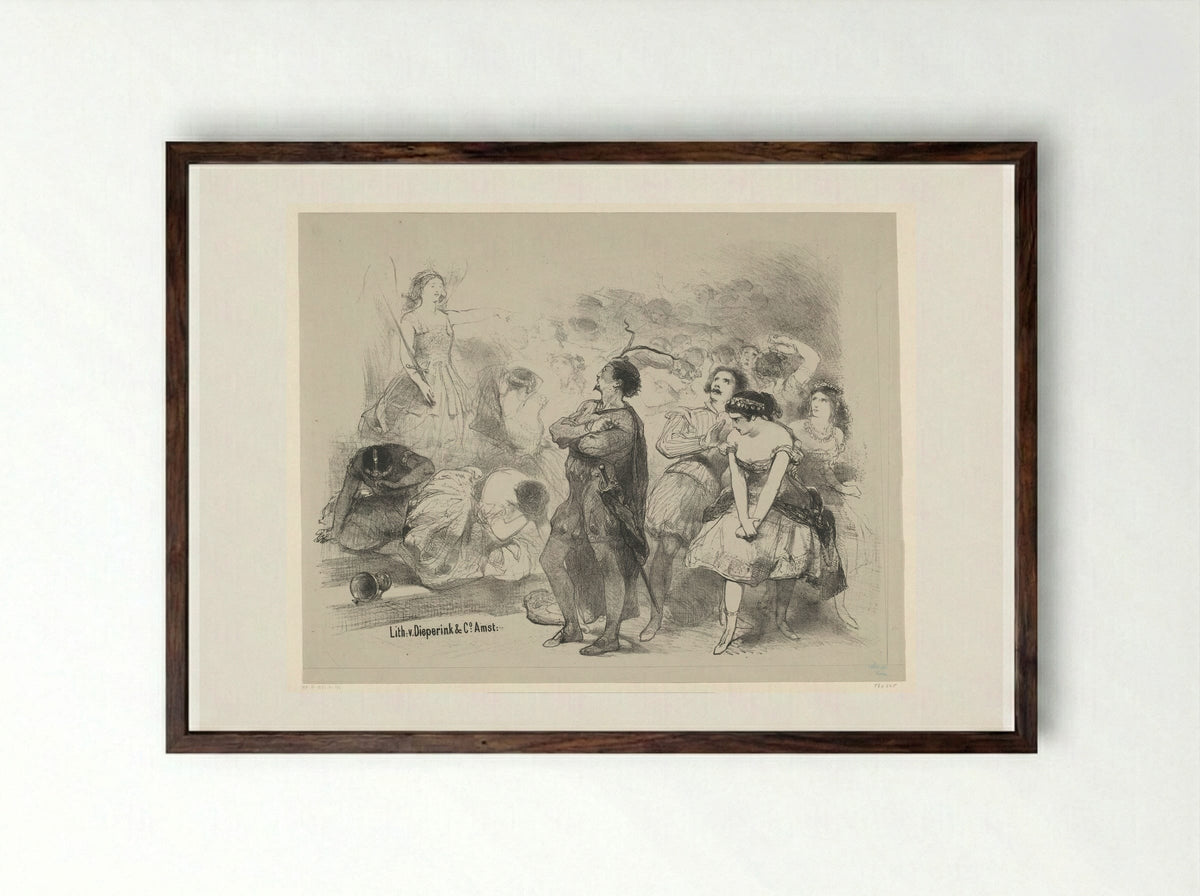 Scène uit ballet Astaroth - Charles Rochussen - Framed Print Dark Wood
