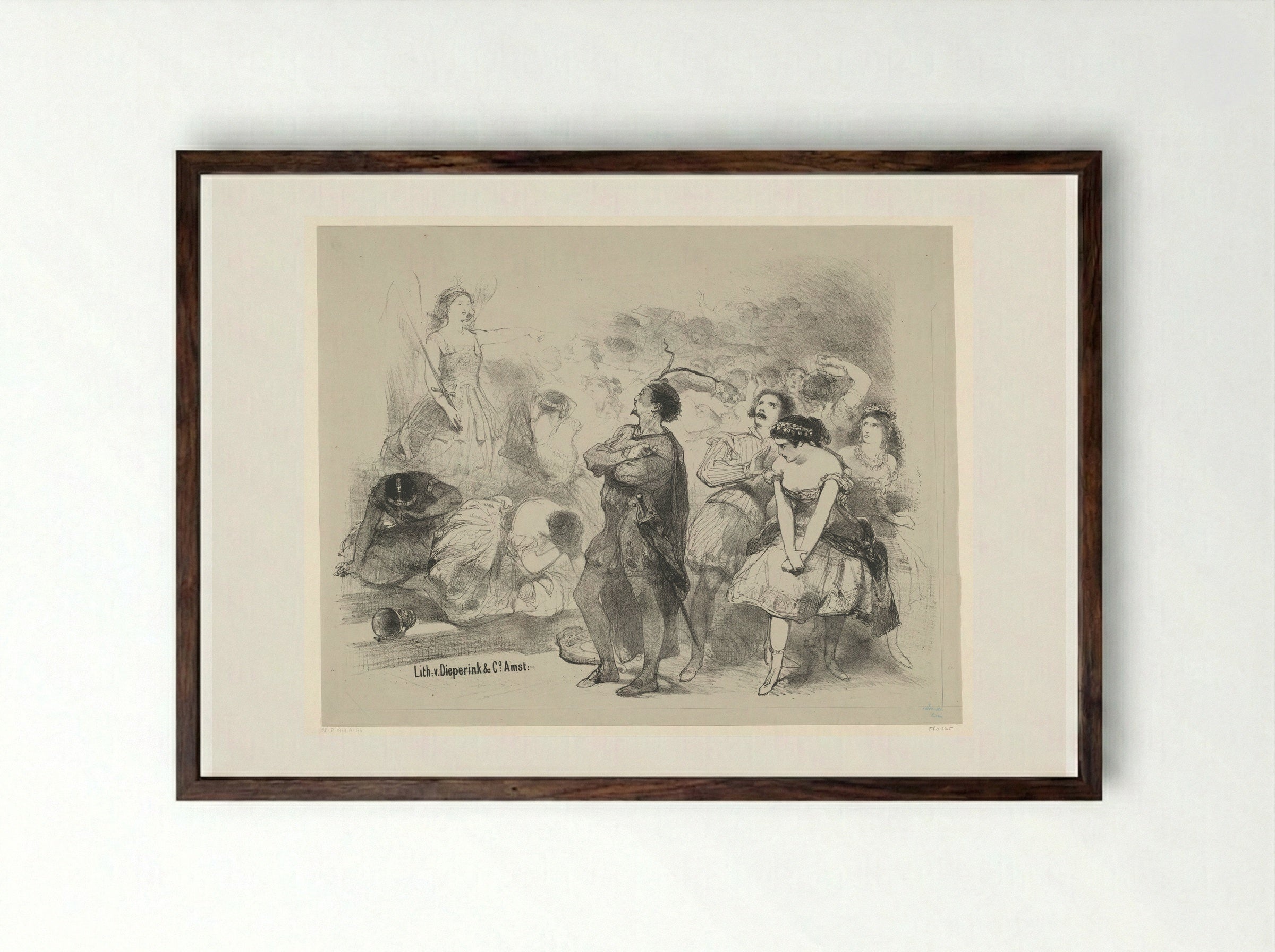 Scène uit ballet Astaroth - Charles Rochussen - Framed Print Dark Wood