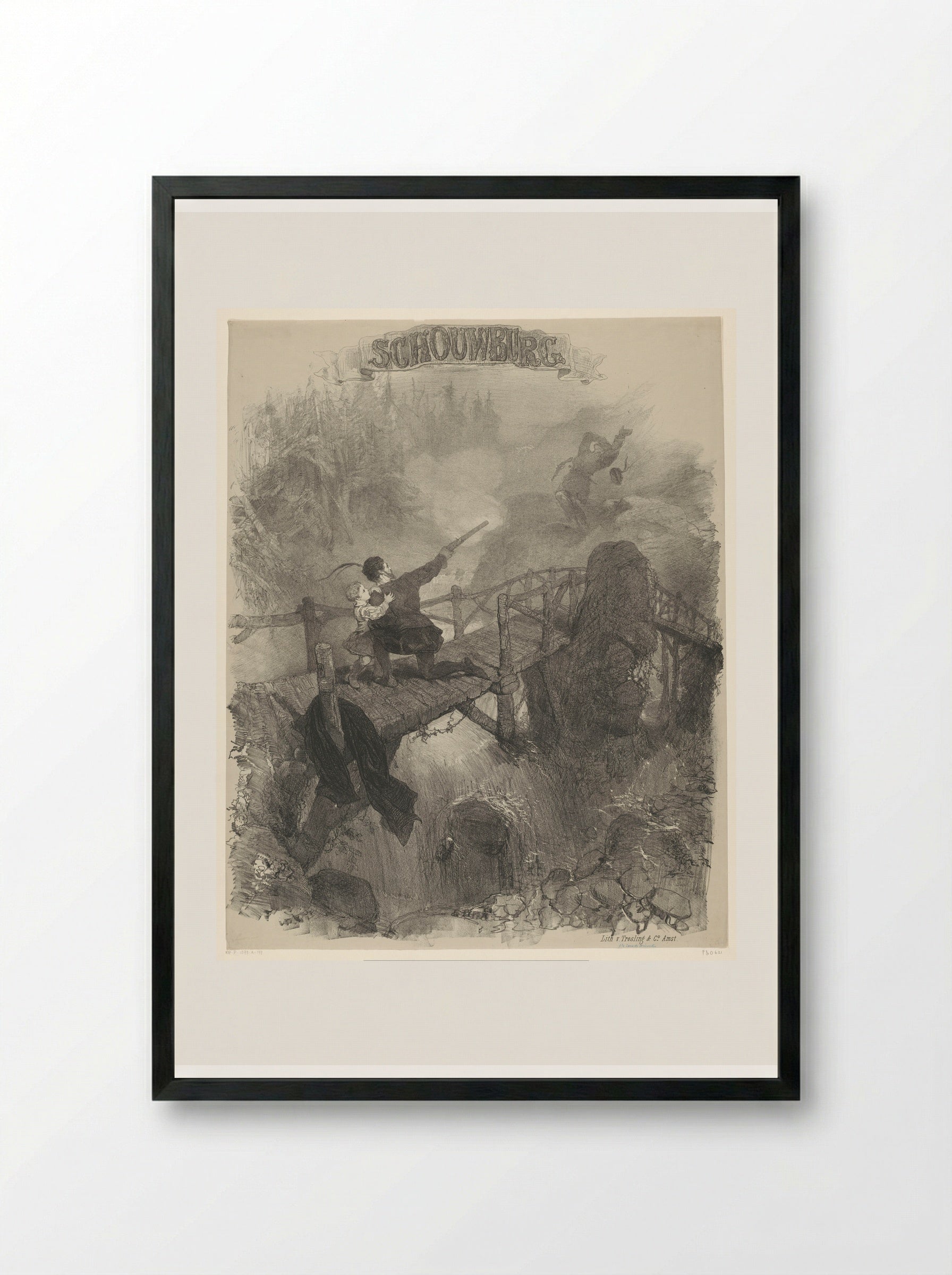 Scène uit ballet De zwarte duivel - Charles Rochussen - Framed Print Black