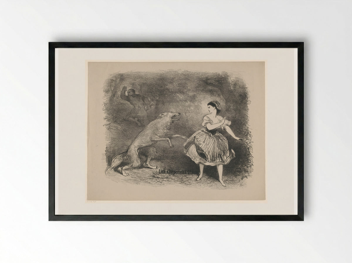 Scène uit ballet Roodkapje en de wolf - Charles Rochussen - Framed Print Black